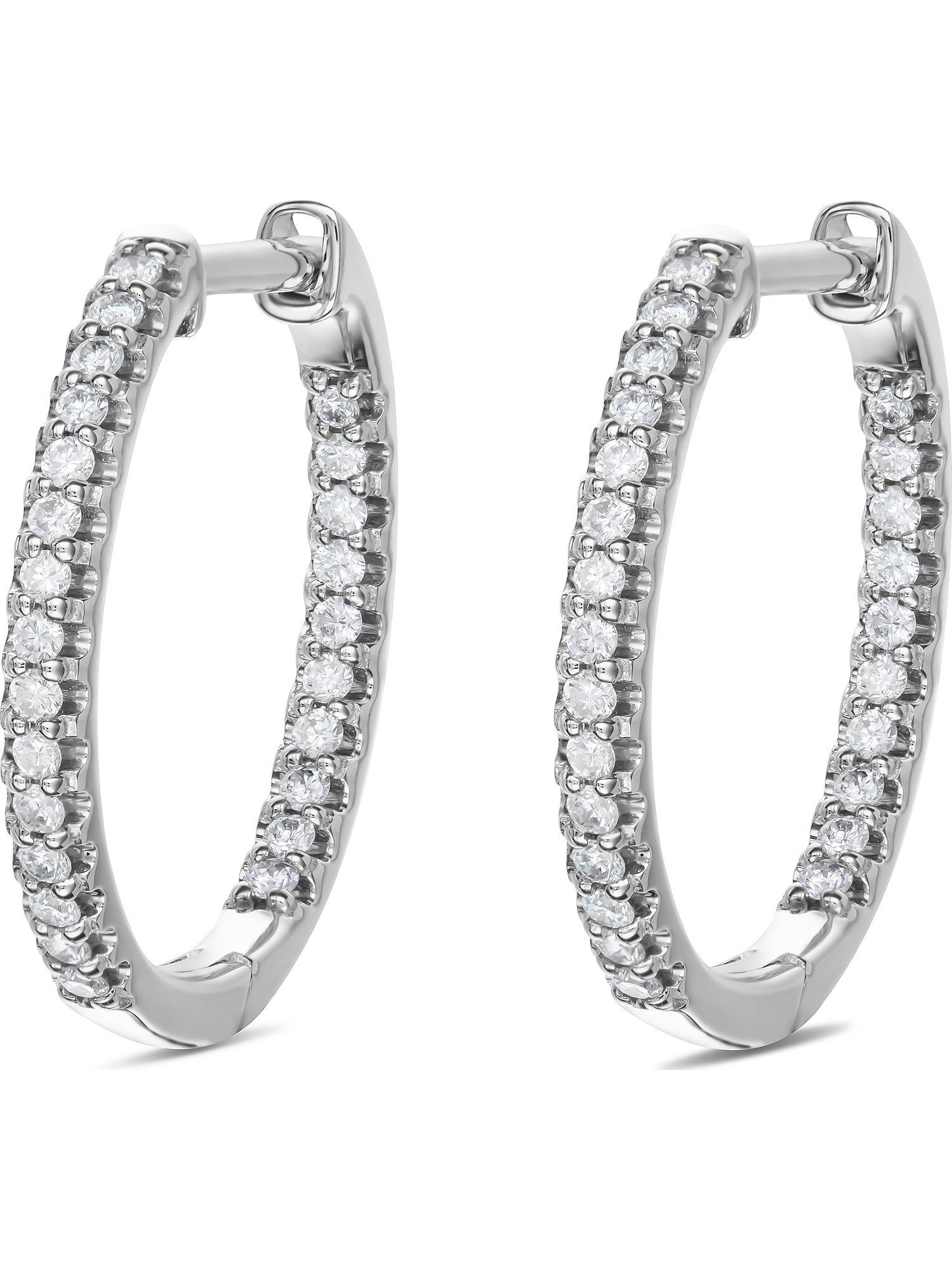 Paar Creolen CHRIST Damen-Creolen 585er Weißgold Diamant