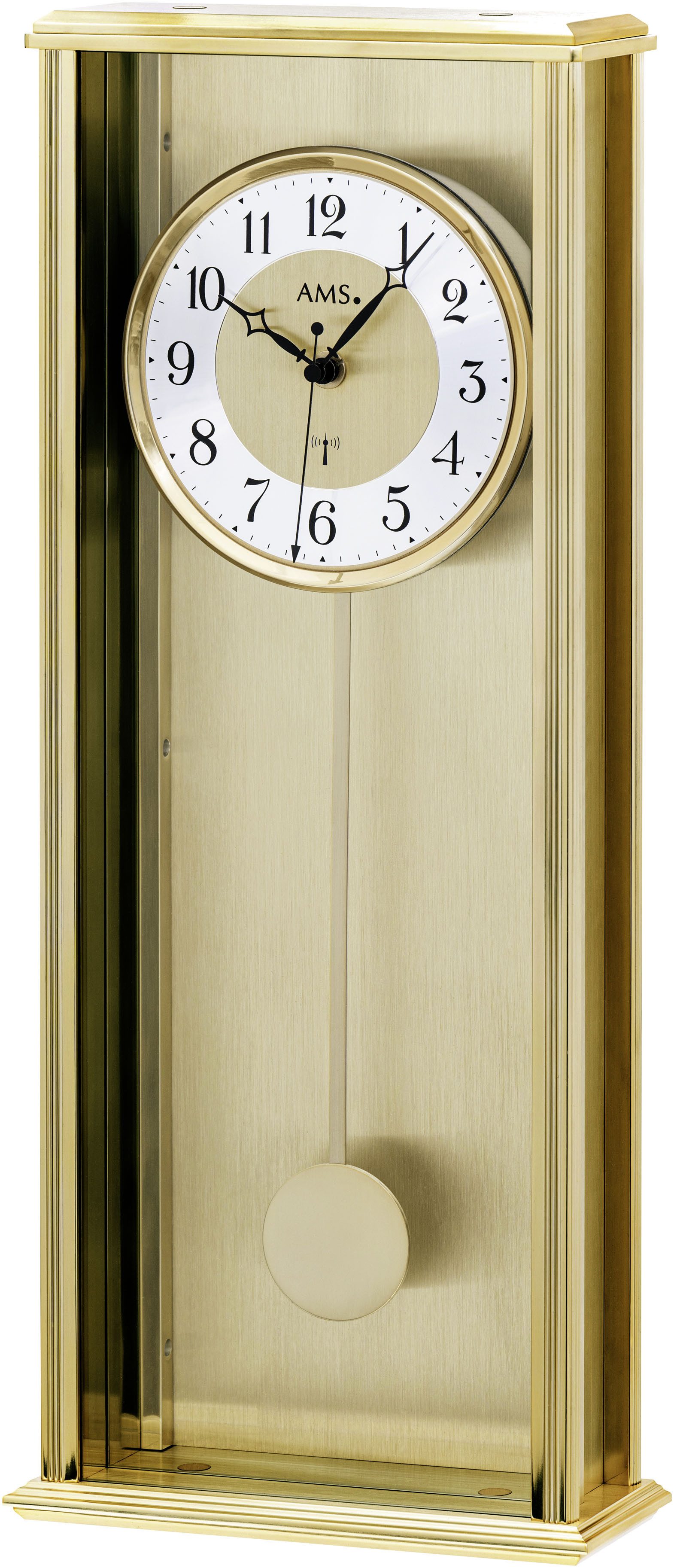 AMS Funk-Pendelwanduhr (Quarzuhr, Wanduhr, Wohnzimmer, Esszimmer, Arbeitszimmer)