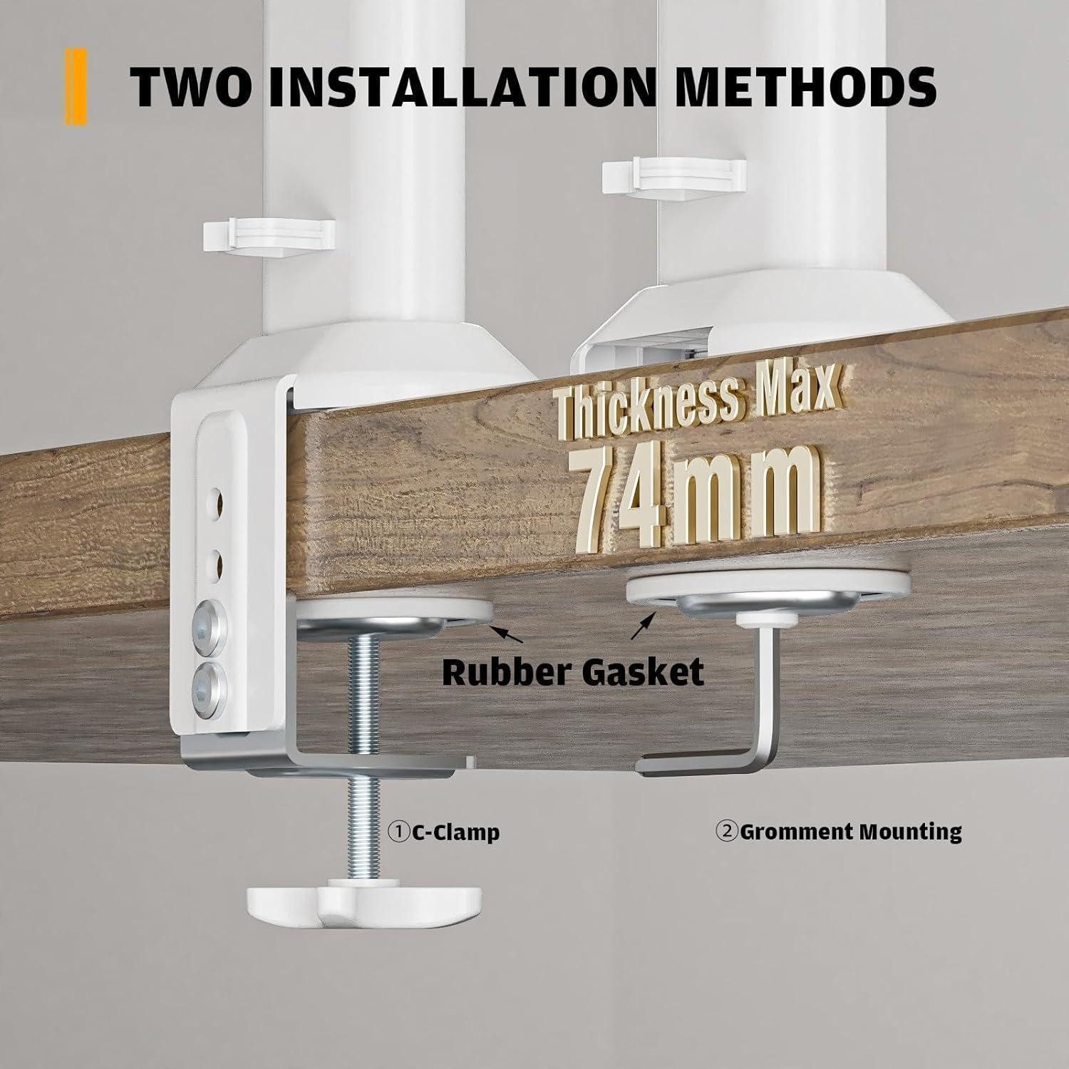 LuxusKollektion Monitor-Halterung Monitorarm Schreibtisch höhenverstellbar drehbar 35kg Small Weiß
