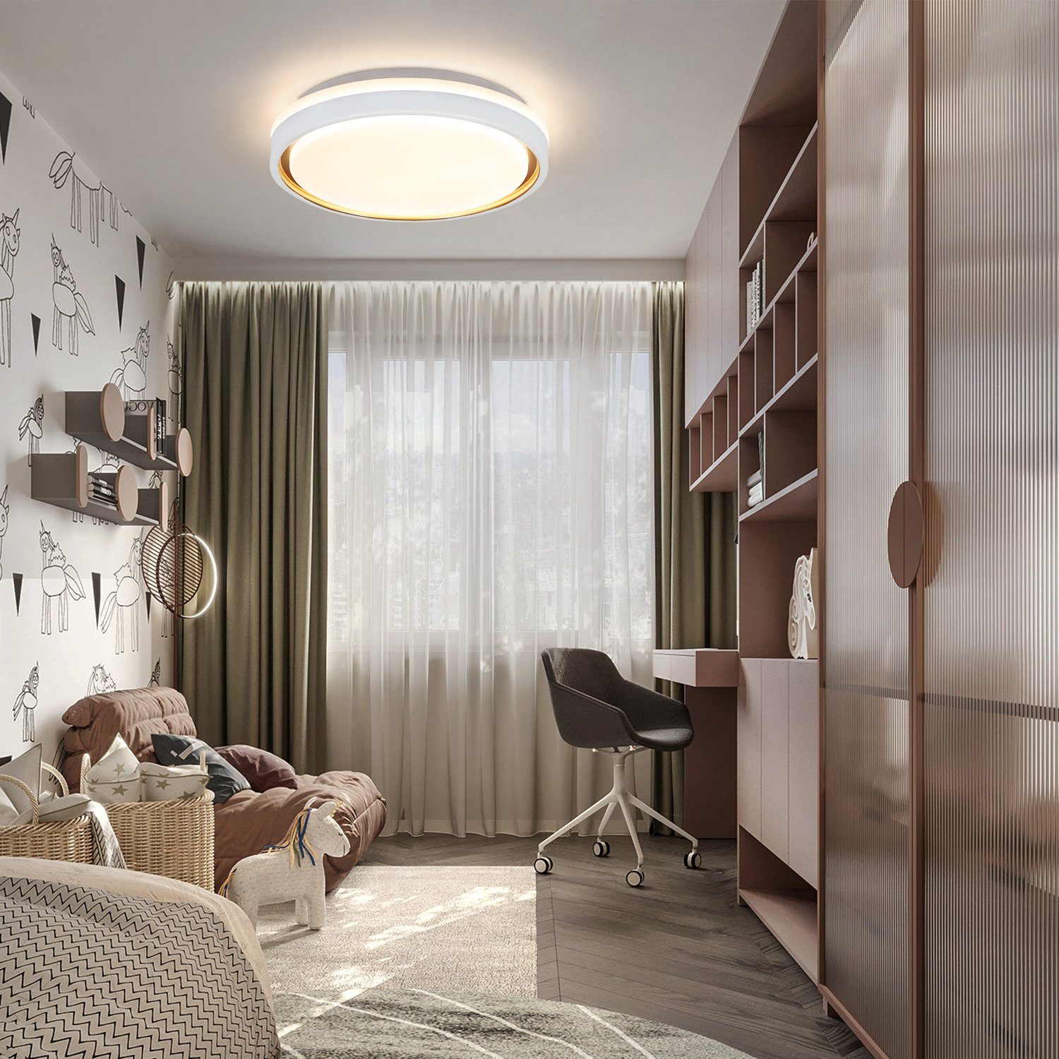 ZMH LED Deckenleuchte Wohnzimmer Ø30CM Dimmbar mit Fernbedienung Modern Deckenlampe Flur, Augenschutz,Einfache Installation, LED fest integriert, 3000-6500K, CCT Flurlampe Modern Quadratisch für Küche