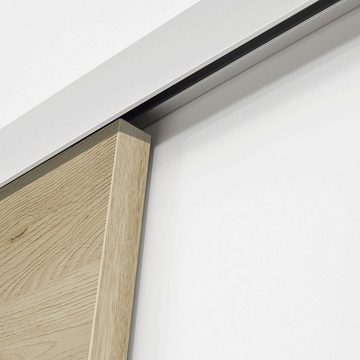 inova wohnen Schiebetür Holzschiebetür Eiche San Remo (inkl. Quadratgriff und Schienensystem), 88 x 203,5 cm