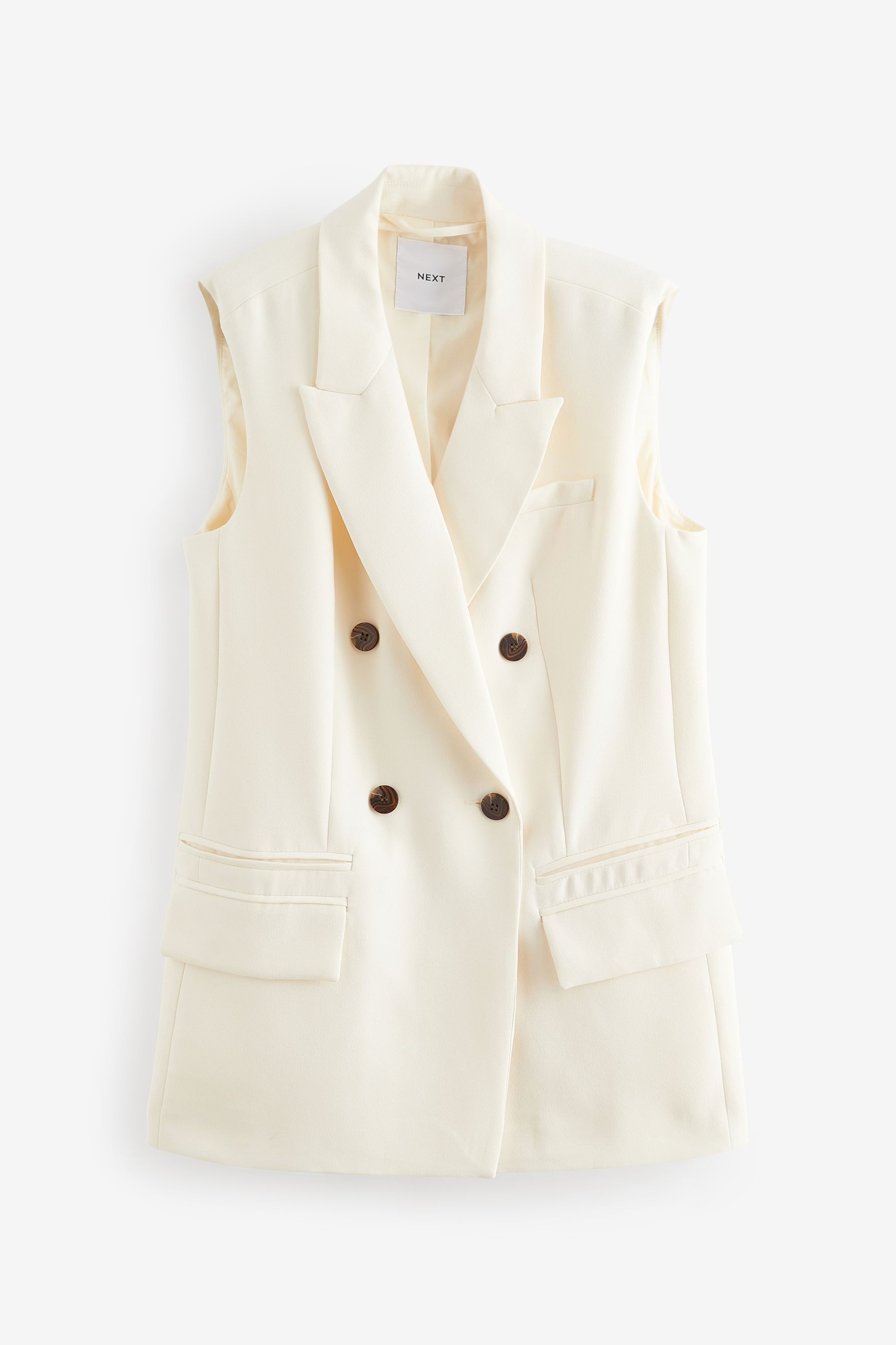 Jackenblazer Zweireihiger, ärmelloser Blazer in längerer Form