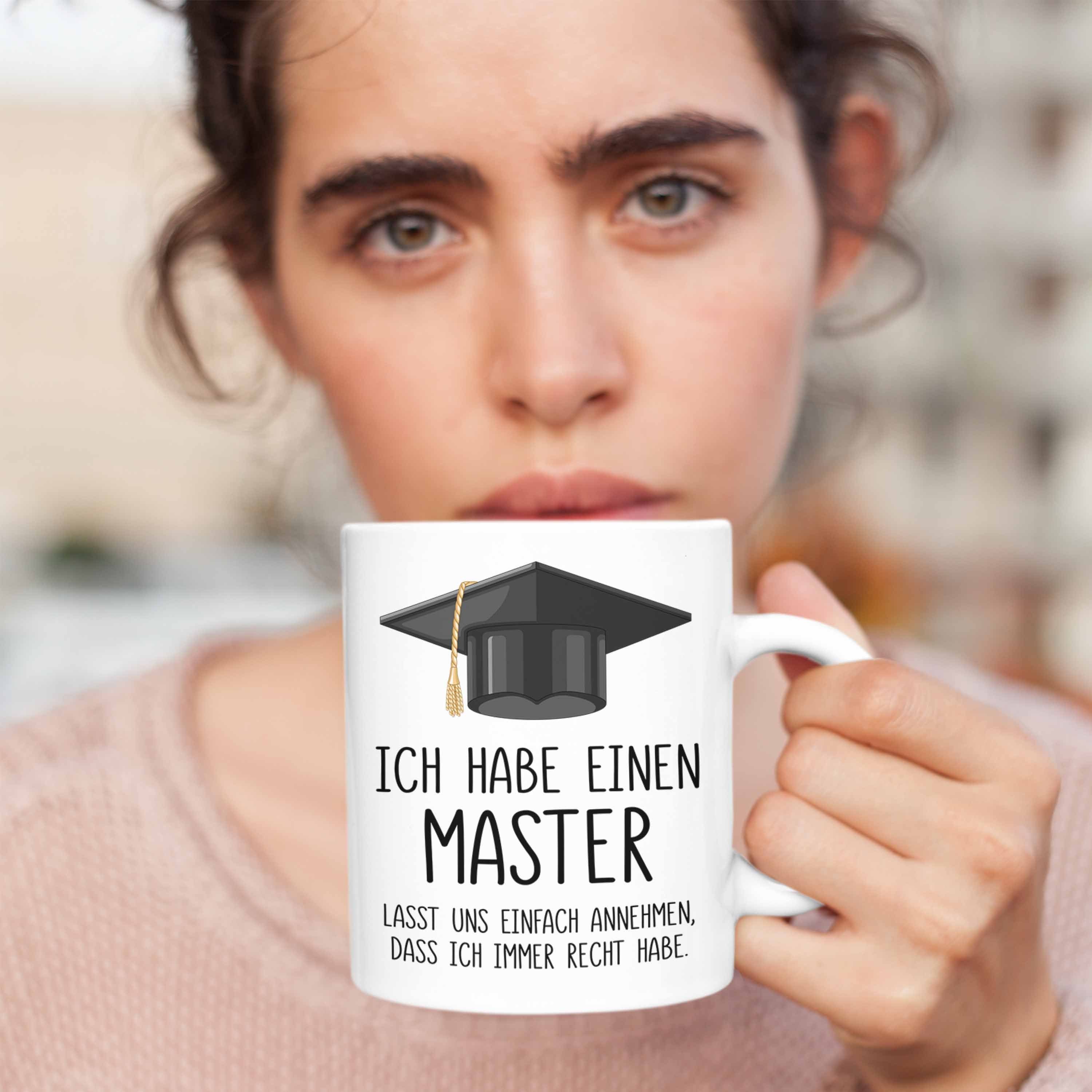 Trendation Tasse Trendation Geschenk Bestandene Abschluss Bestanden Master Graduation Master Prüfung Tasse Spruch Weiss Geschenkidee 