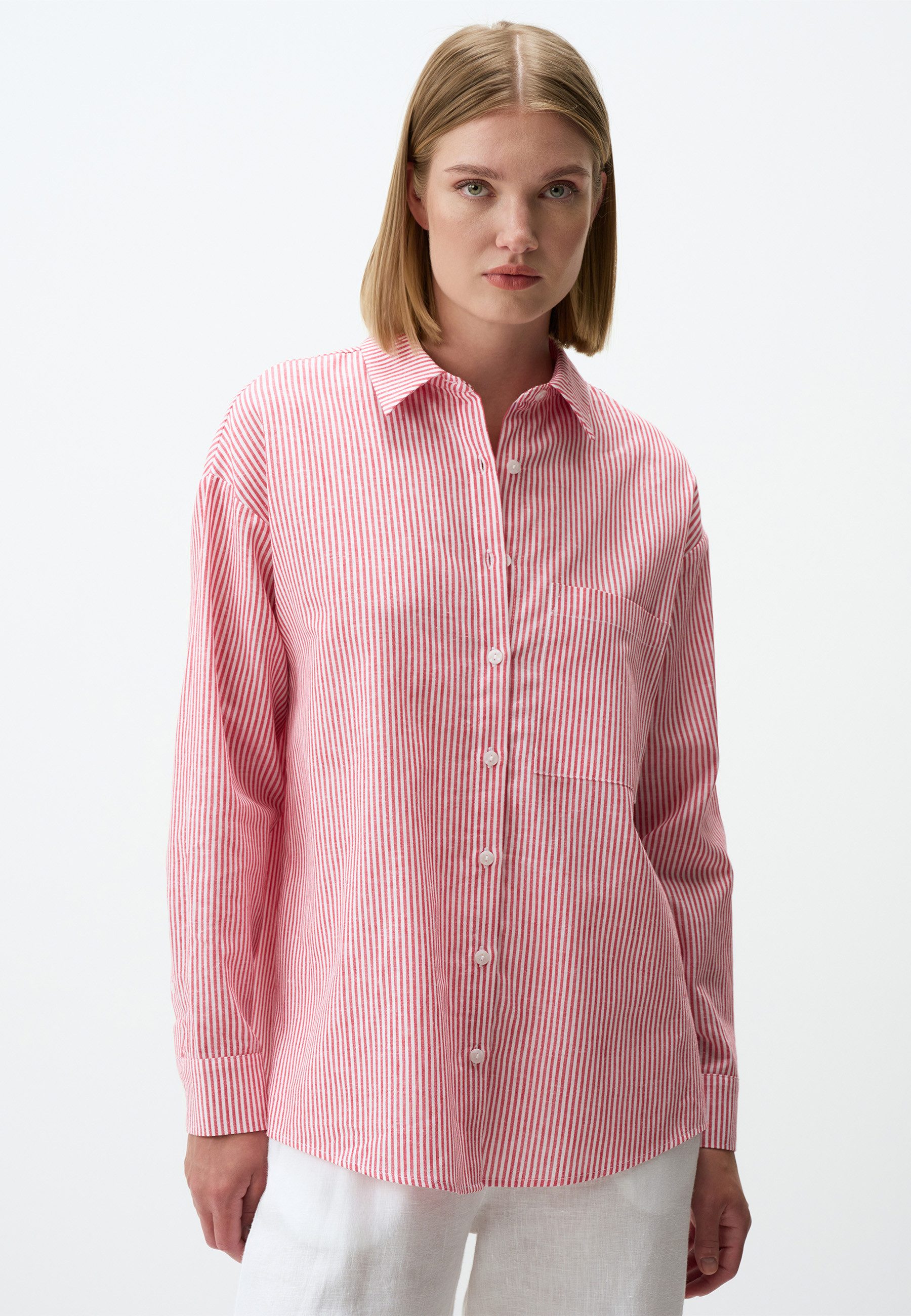 Jimmy Key Shirtbluse Langärmlig Gestreift Leinen günstig online kaufen