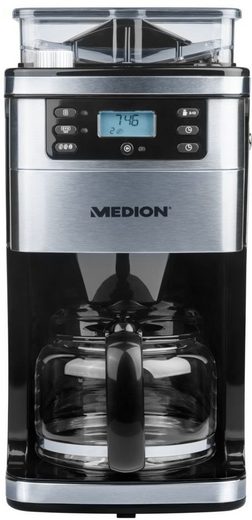 Medion® Kaffeemaschine mit Mahlwerk MD 15486, 1,5l Kaffeekanne, Permanentfilter, 8 Mahlstufen
