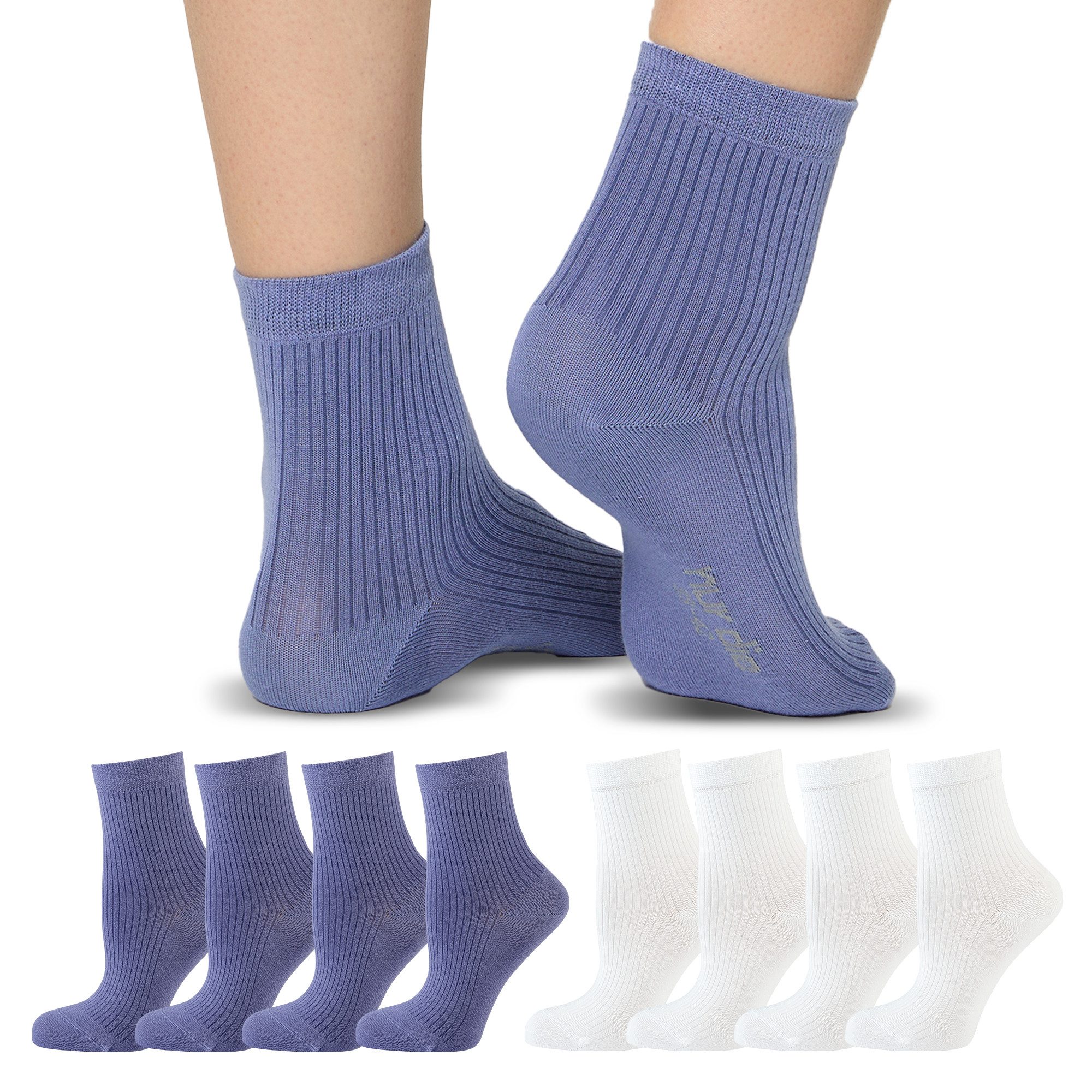 Nur Die Kurzsocken 8er Pack Unisex Colour Farbige Sneaker kurz Frottesohle (8-Paar) mit Bündchen für Damen und Herren