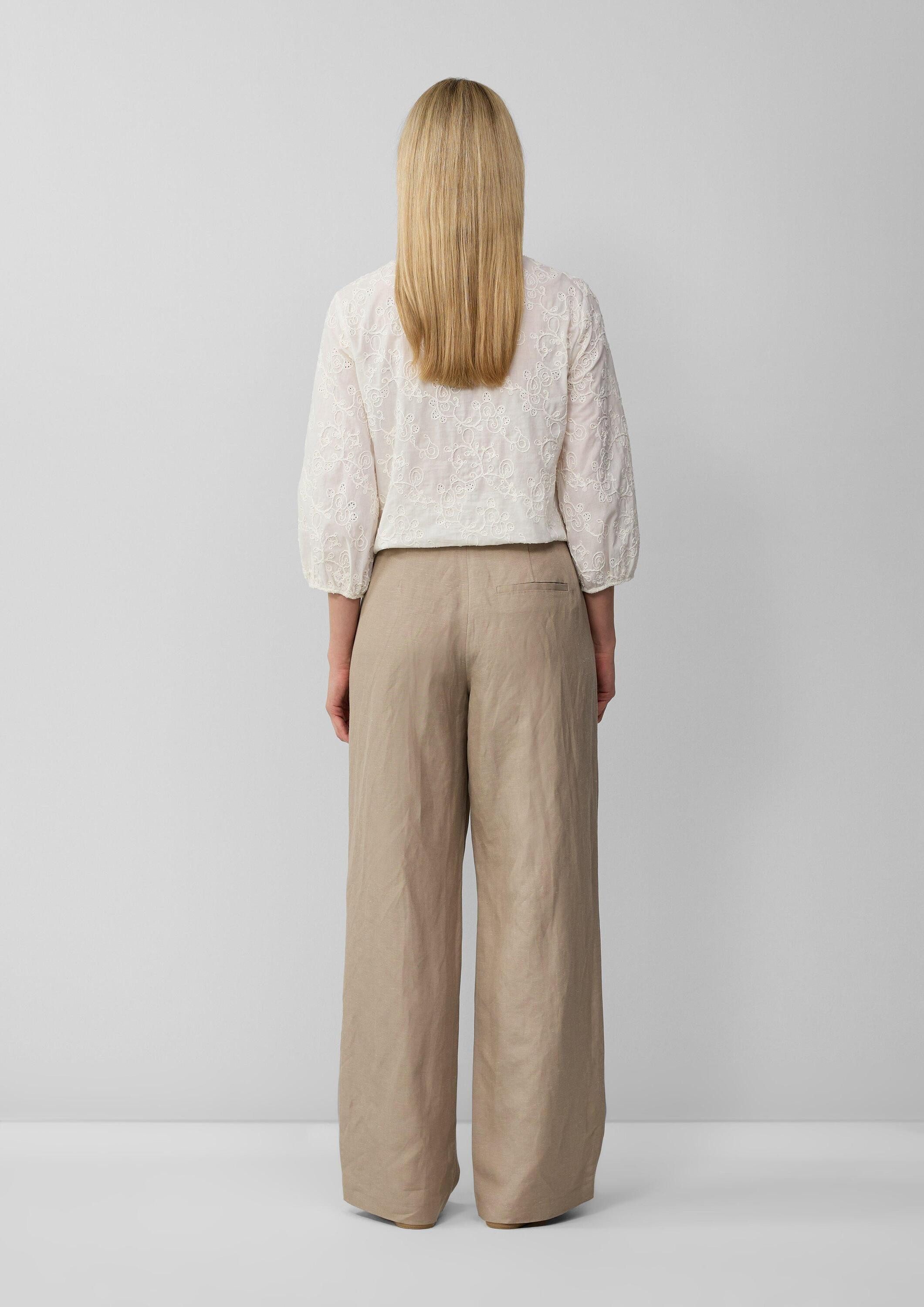 s.Oliver Kurzarmbluse Bluse Baumwollbluse mit Stickereien und 3/4-Ärmeln