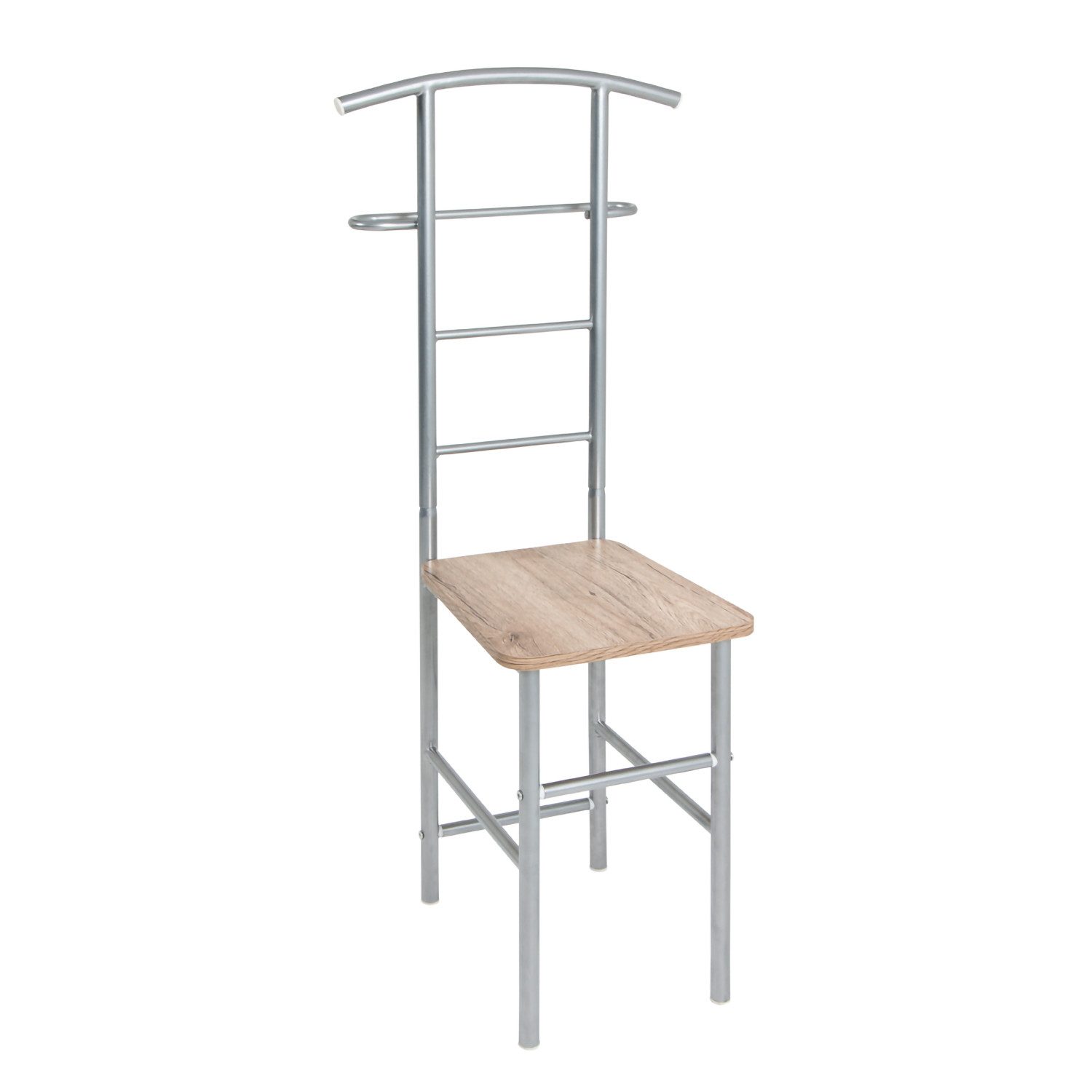HAKU Herrendiener Herrendiener alu, eiche-Kleiderständer, Metall-B 46 x H 109 x T 46 cm, (1 Stück), Herrendiener aus Metall, Anziehstuhl, Stiller Diener, Stummer Diener