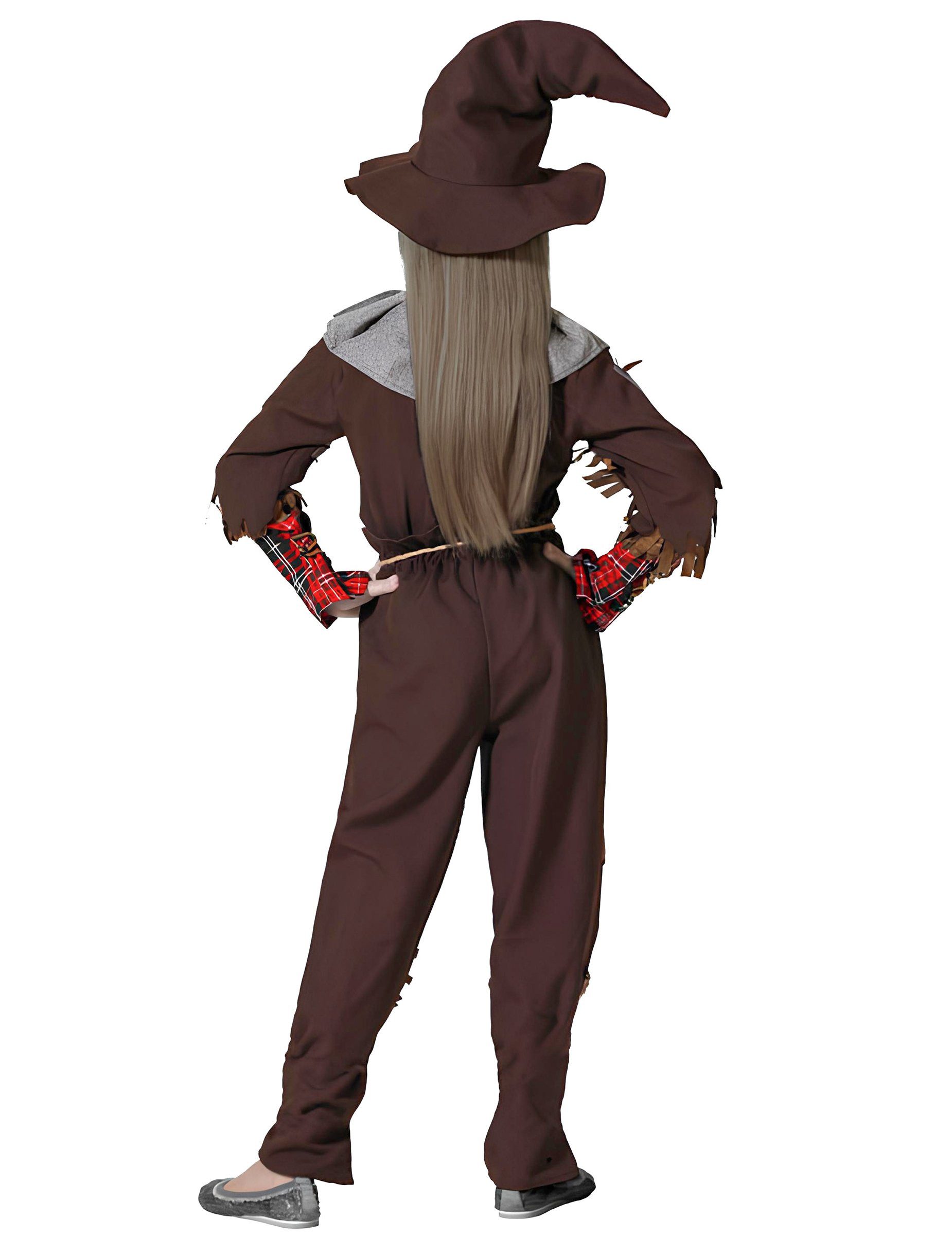atosa Kostüm Blutiges Vogelscheuchen Mädchenkostüm braun rot