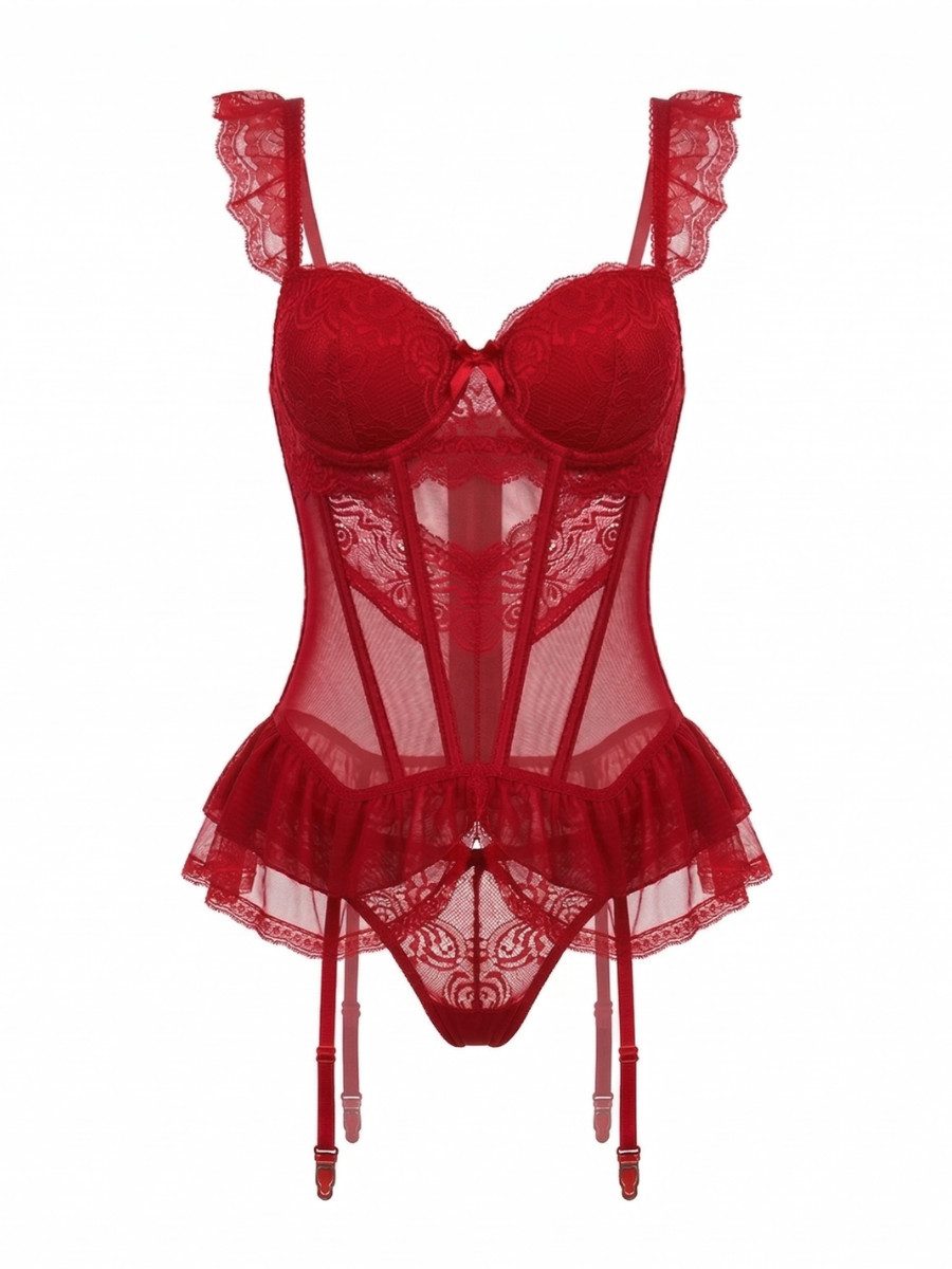 Elegant Love Babydollkleid Lingerie-Set mit Top in Korsett-Optik – Elegantes Dessous-Set (Set, 2-tlg., Corsagen-Oberteil, Tanga) Sexy Nachtwäsche – Sinnliche Reizwäsche mit stilvoller Ausstrahlung