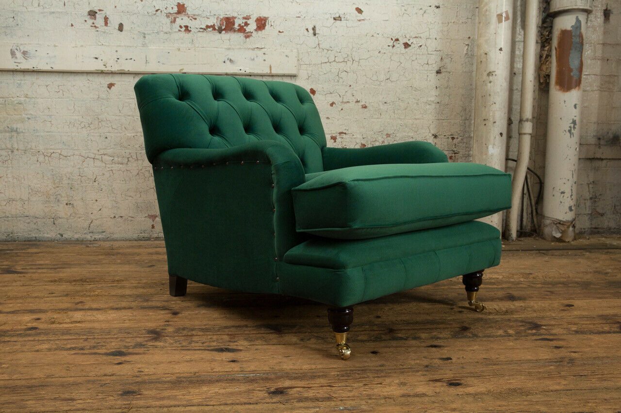 JVmoebel Chesterfield-Sessel Eleganter Polster Lounge Sessel in Grün aus Echtleder (Packung, Relaxsessel), Made in Europa