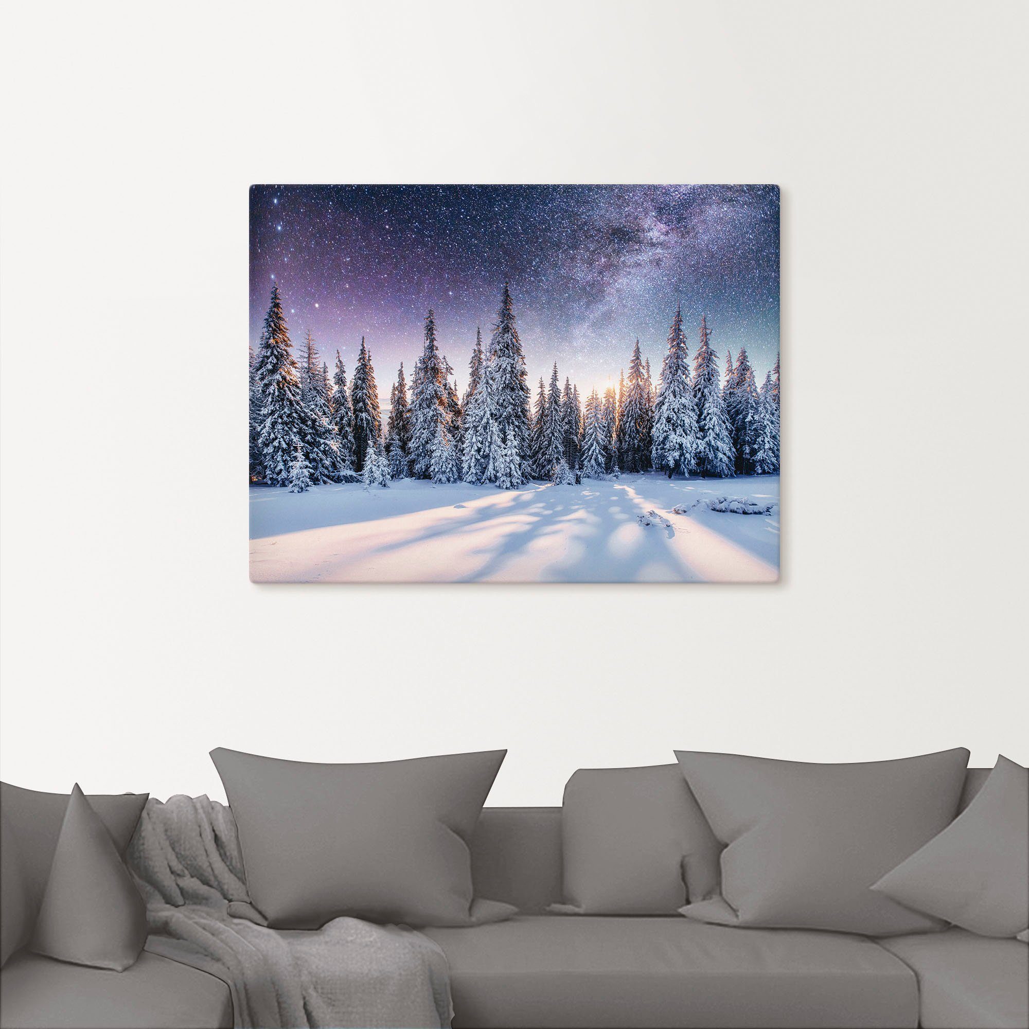 Artland Wandbild »Tannenwald im Schnee vorm Sternenhimmel«, Berge & Alpenbilder (1 Stück), in vielen Größen & Produktarten - Alubild / Outdoorbild für den Außenbereich, Leinwandbild, Poster, Wandaufkleber / Wandtattoo auch für Badezimmer geeignet-kaufen