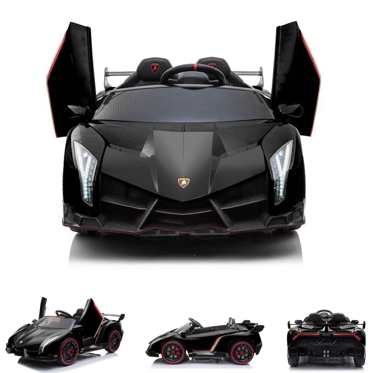 ES-Toys Elektro-Kinderauto Lamborghini Veneno 615B, Belastbarkeit 30 kg, Allradantrieb, EVA-Reifen, Kunstledersitz, lizenziert, 12V 7Ah Akku
