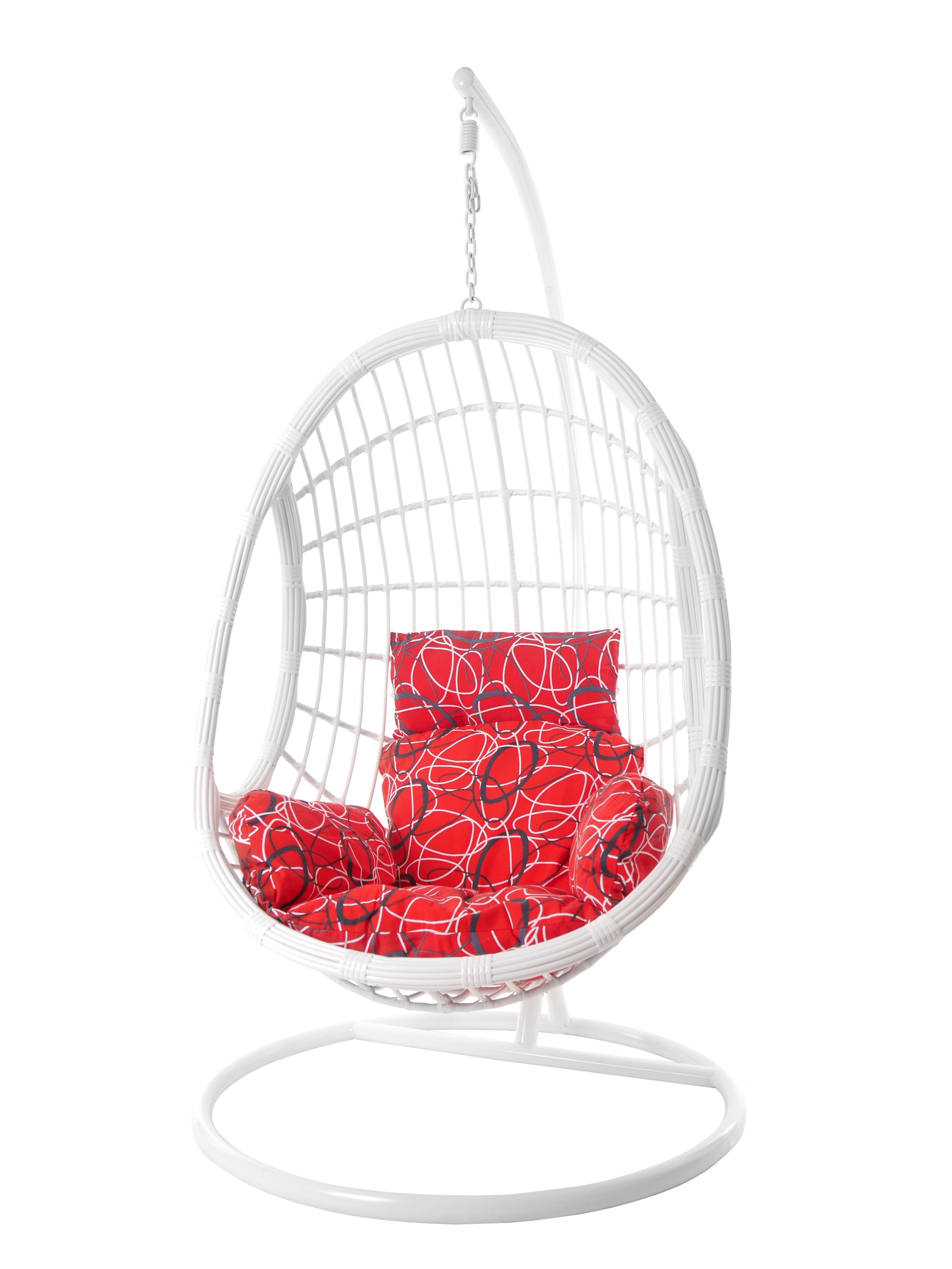 (3088 Schwebesessel Nest-Kissen, mit Gestell PALMANOVA, Loungemöbel weiße Hängesessel rot und frizzy) Hängesessel red und KIDEO gemustert moderne