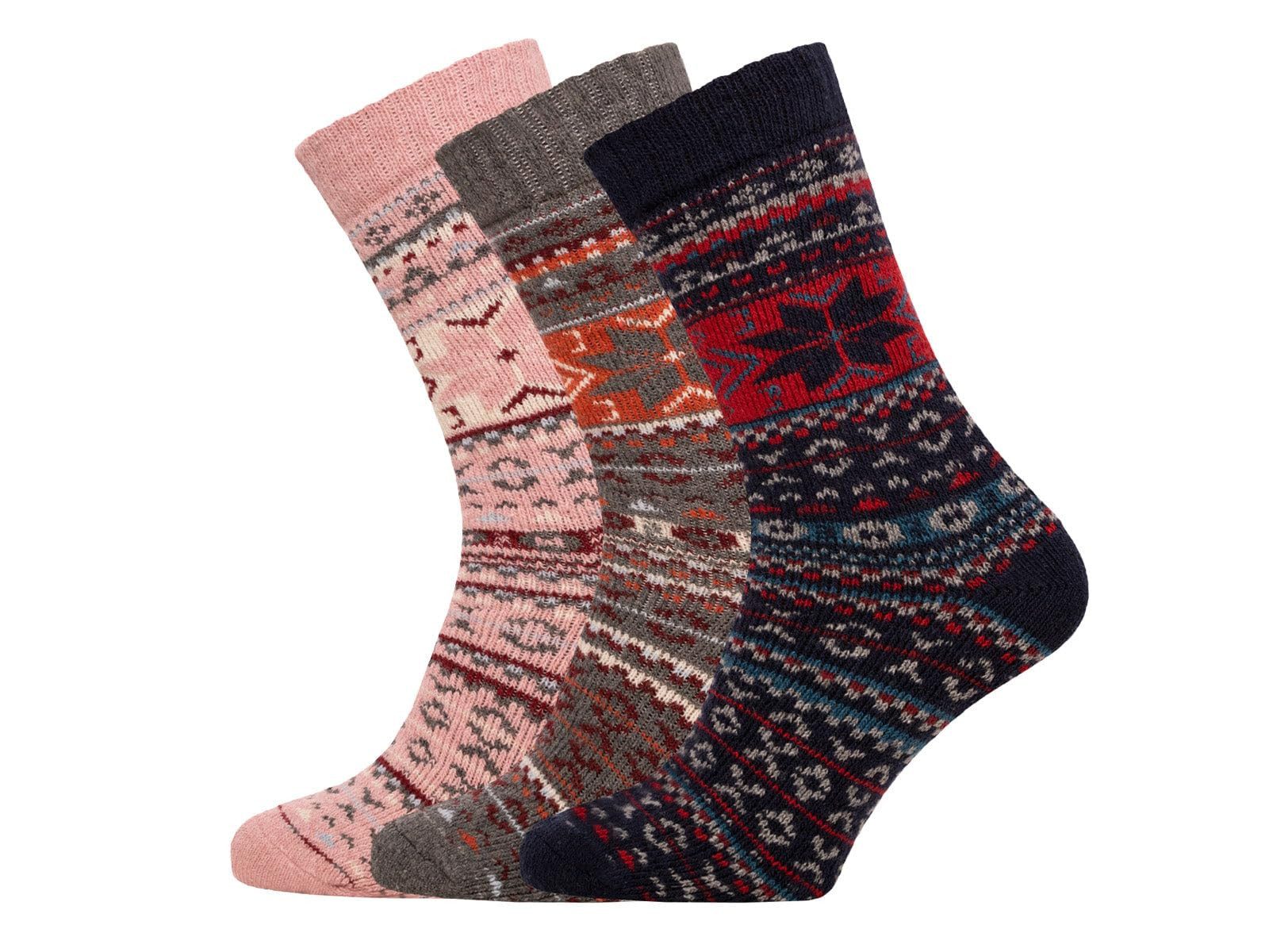 HomeOfSocks Socken Bunte Baumwollsocken Skandinavisches Design Bunte Norweger Socken Schneeflocken Muster 45% Wolle
