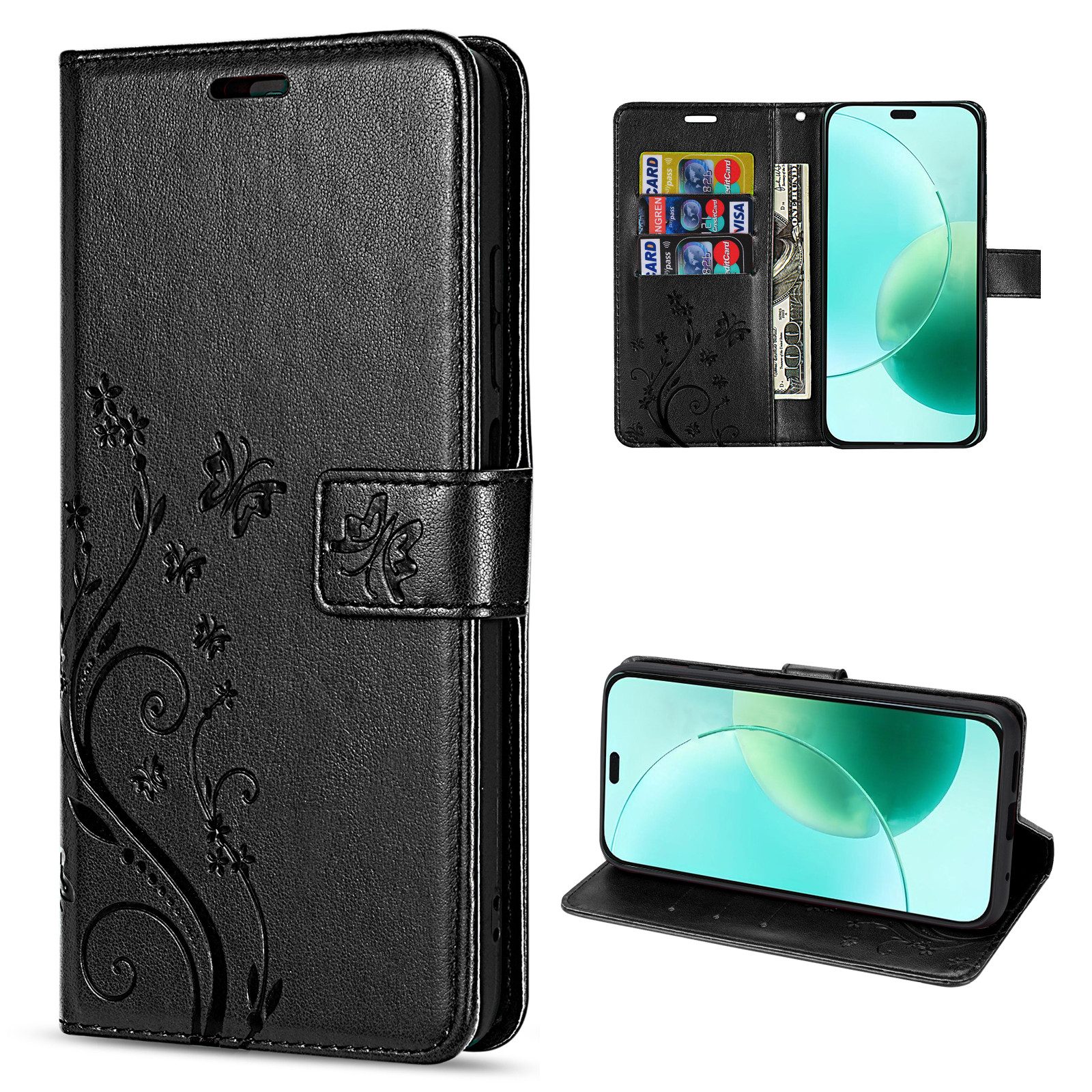 betterfon Handyhülle Handytasche für Honor 400 Lite Handyhülle Klapphülle, Bookstyle-Hülle: Magnetverschluss 3 Kartenfächer & Standfunktion