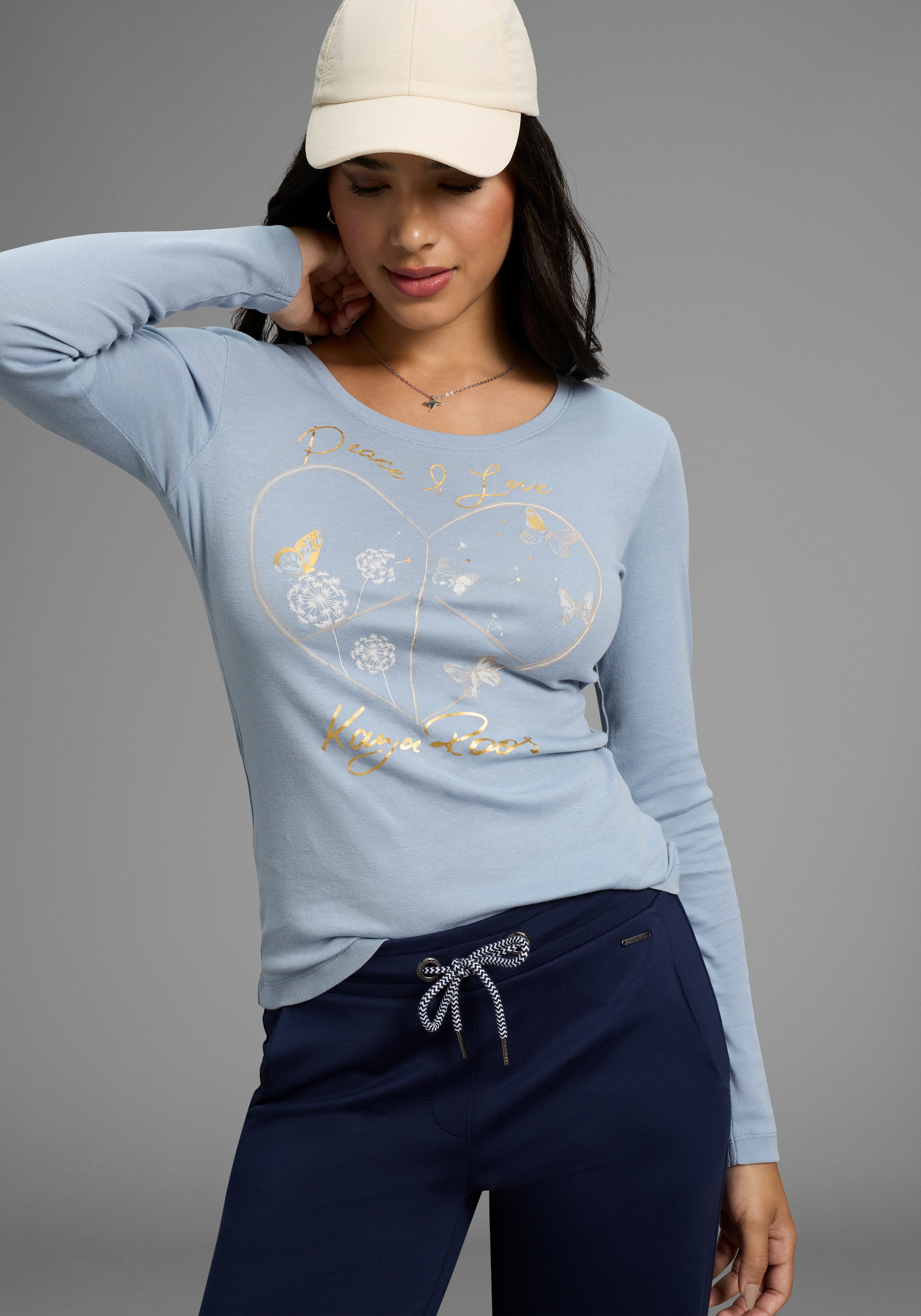 KangaROOS Langarmshirt mit Herz-Print günstig online kaufen