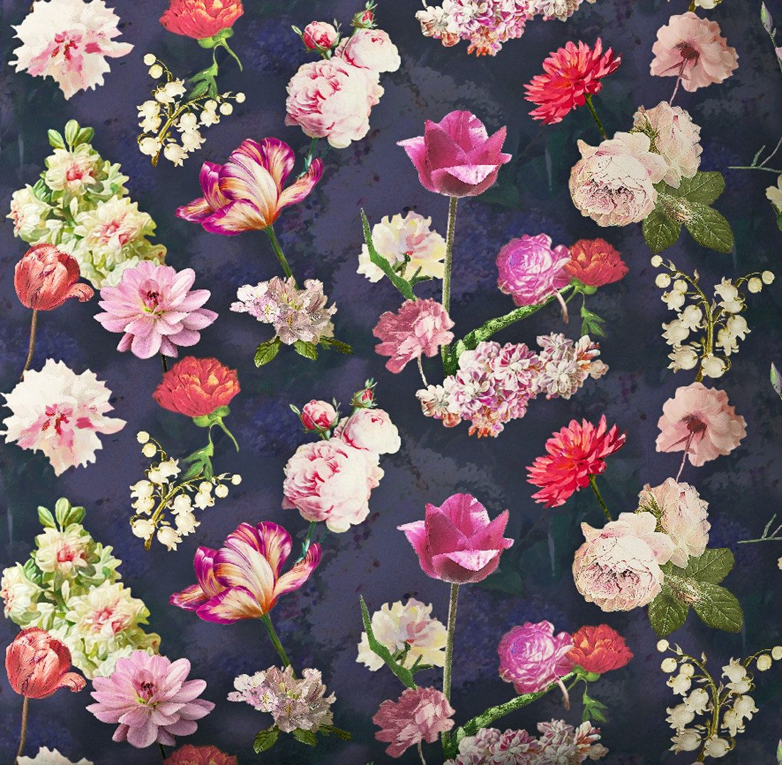 JACK Bettwäsche 135x200cm Blumen Bunt Dunkelblau, Biber, 2 teilig, tolles f günstig online kaufen