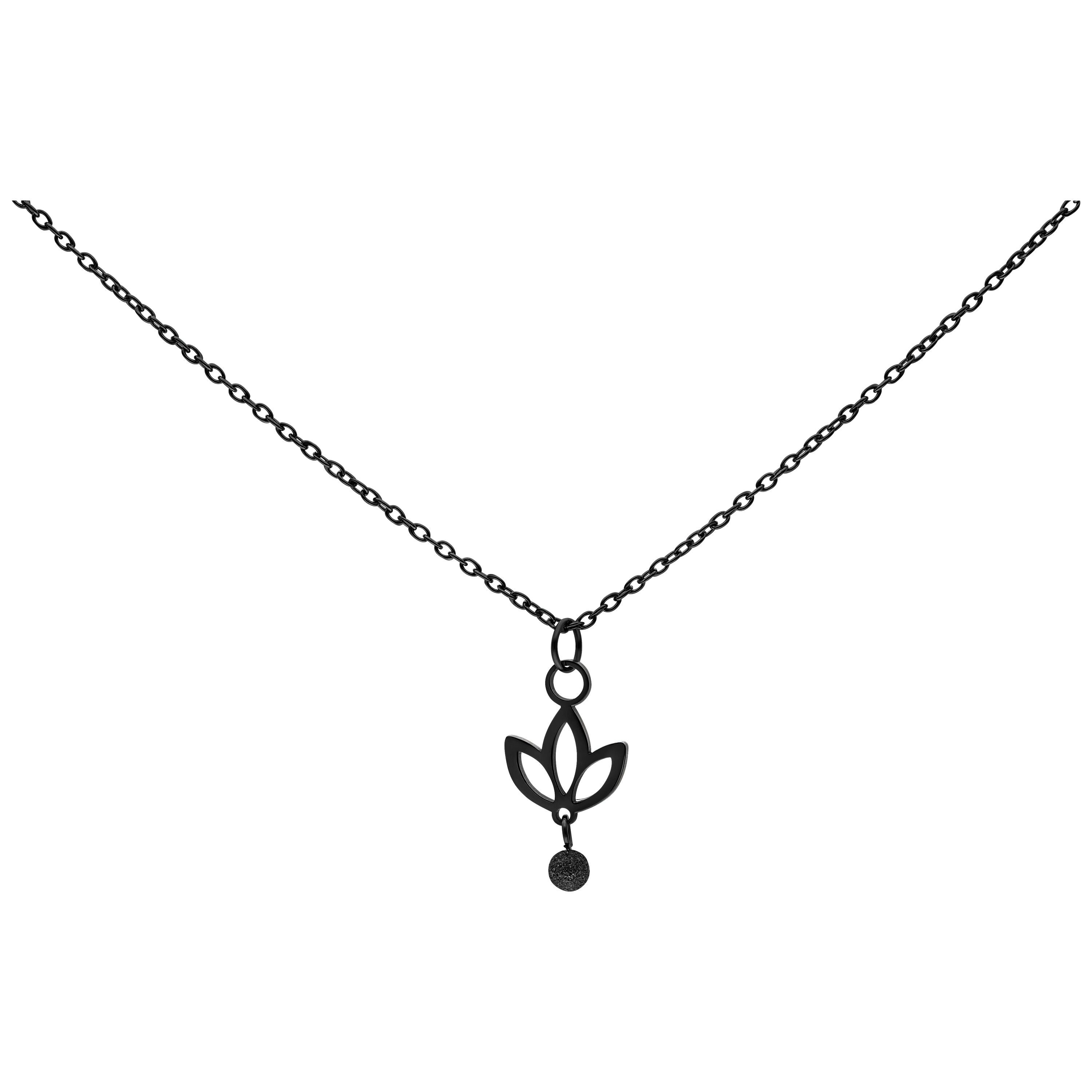 Wildcat Kette mit Anhänger Dangling Lily Kette - Schwarz, Chirurgenstahl 316L - wasserfest, langlebig, hautverträglich