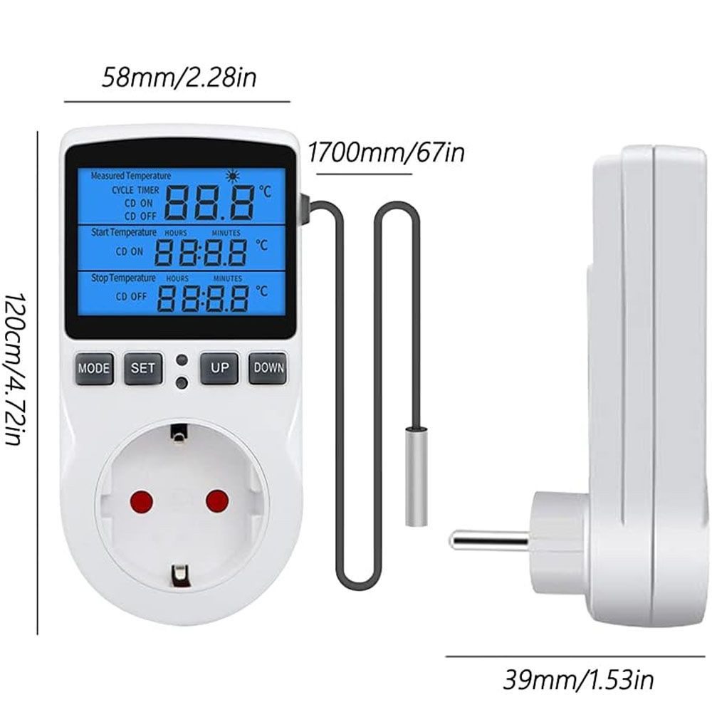 VIVIHEYDAY Steckdosen-Thermostat Thermostat Steckdose, Digitaler Temperaturregler mit, Fühler Heizung Kühlung, Thermostat Socket Temperaturschalter
