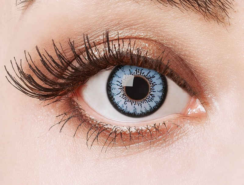 aricona Farblinsen Farbige Kontaktlinsen Blaue ohne Stärke Jahreslinsen Natural Weich Stark Deckend, ohne Stärke, 2 Stück