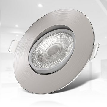 B.K.Licht LED Einbauleuchte, LED fest integriert, Warmweiß, Einbauspots, schwenkbar, Deckenstrahler, ultra-flach, IP23, 6er SET