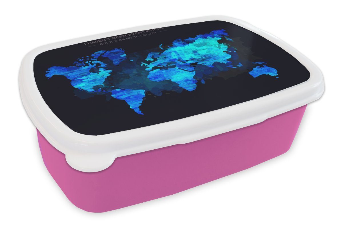 MuchoWow Lunchbox Weltkarte - Farbe - Sonnenuntergang, Brotbox Brotdose Snackbox, Mädchen, Kunststoff rosa Kinder, Erwachsene, für Kunststoff, (2-tlg)