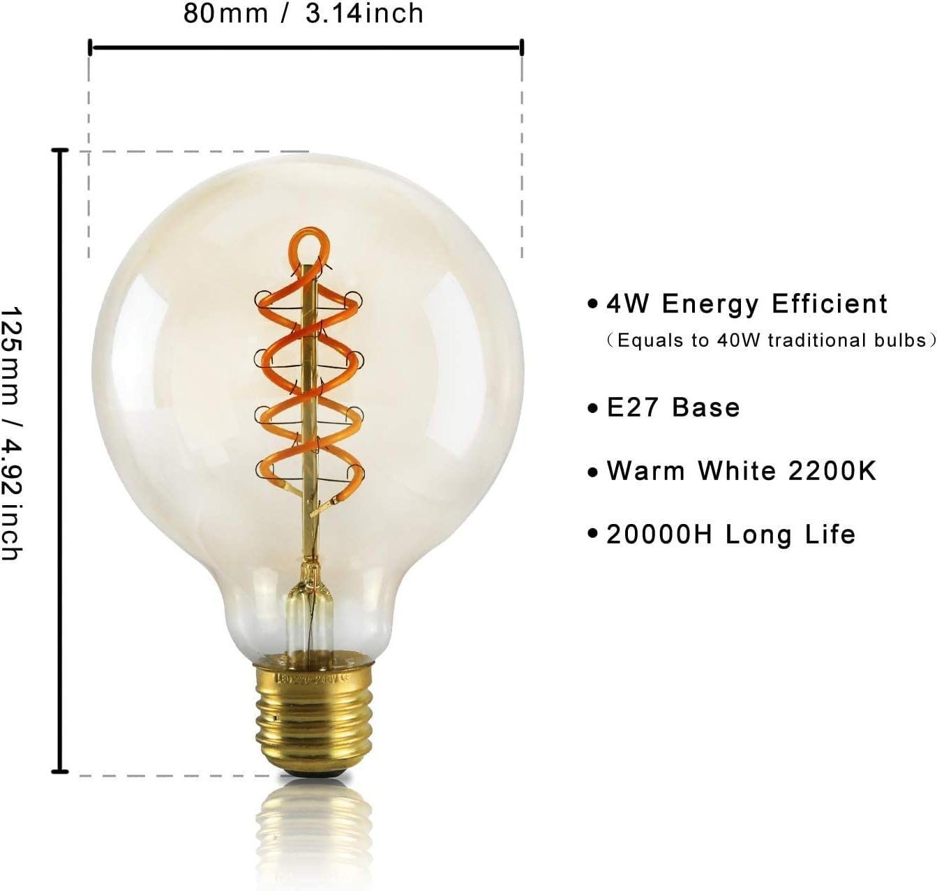 Nettlife LED-Leuchtmittel 2Stück /6 Stück Glühbirne Vintage E27 Lampe G80 W günstig online kaufen