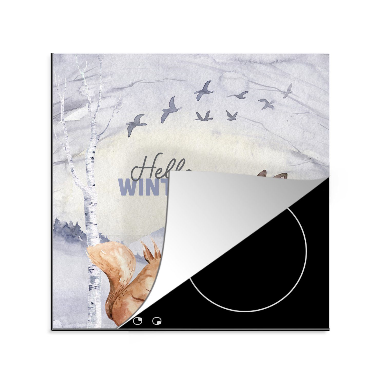 MuchoWow Herdblende-/Abdeckplatte Tiere - Schnee - Winter, Vinyl, (1 tlg), 78x78 cm, Ceranfeldabdeckung, Arbeitsplatte für küche