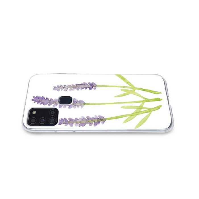 MuchoWow Handyhülle Lavendel - Aquarell - Pflanzen Handyhülle Samsung Galaxy A21s Smartphone-Bumper Print Handy