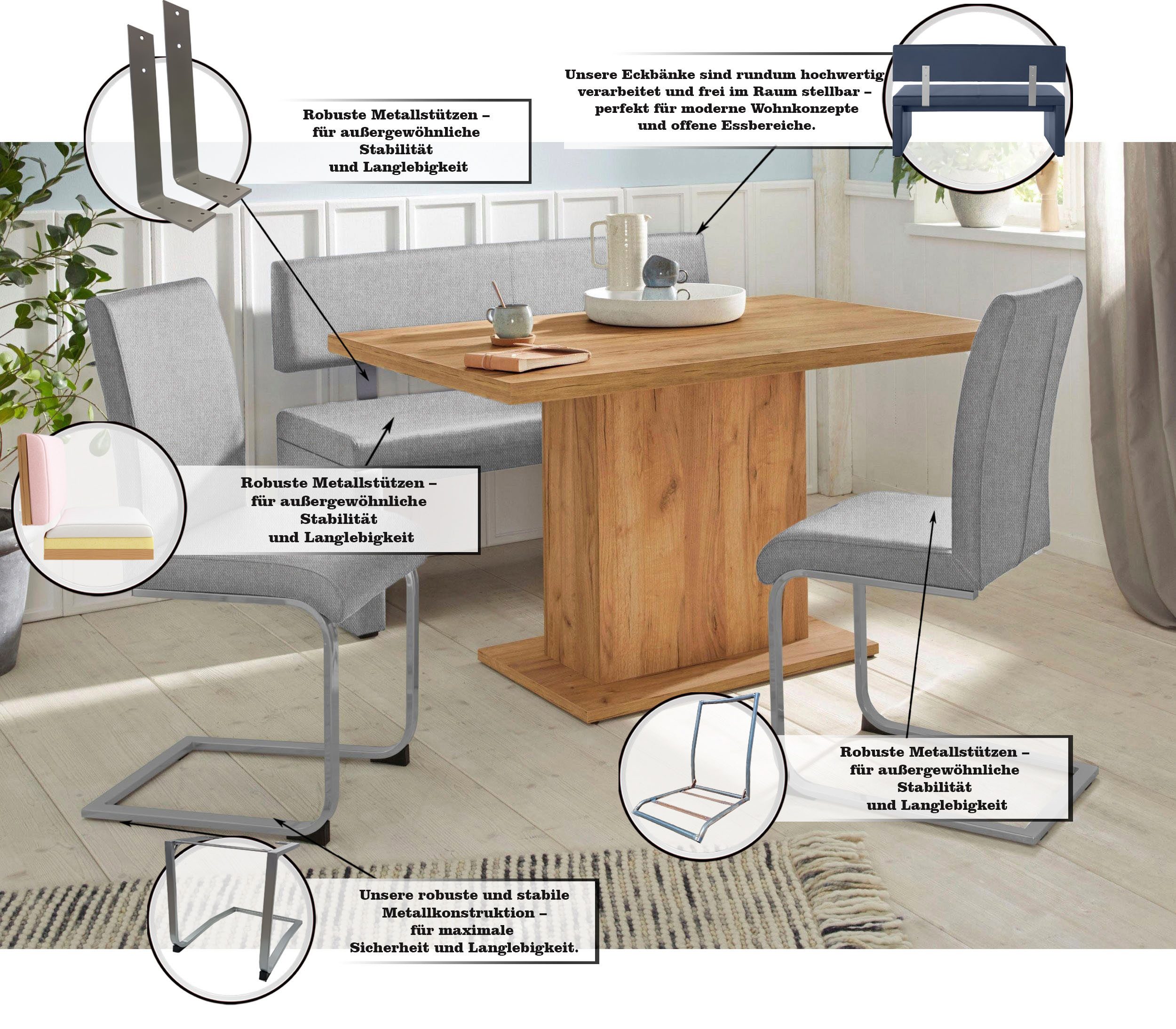 OTTO home Sitzbank Charissa, mit Lehne, Breite 140, 160 oder 180 cm