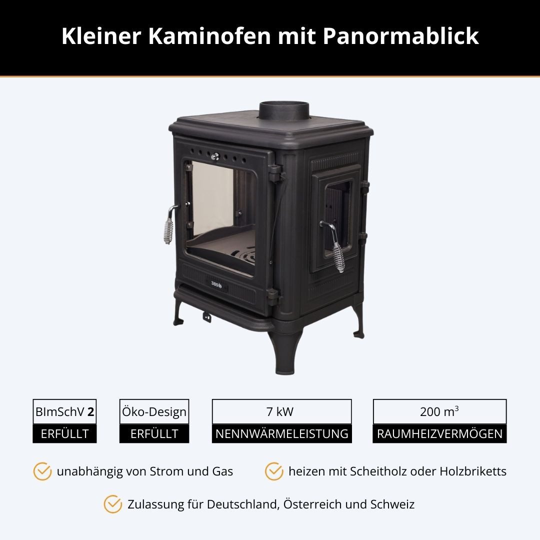 365 Kaminofen 365® Ferrox 55 Panorama Plus 7 kW Gusseisen A+, 7 kW – Bild 2 von 5