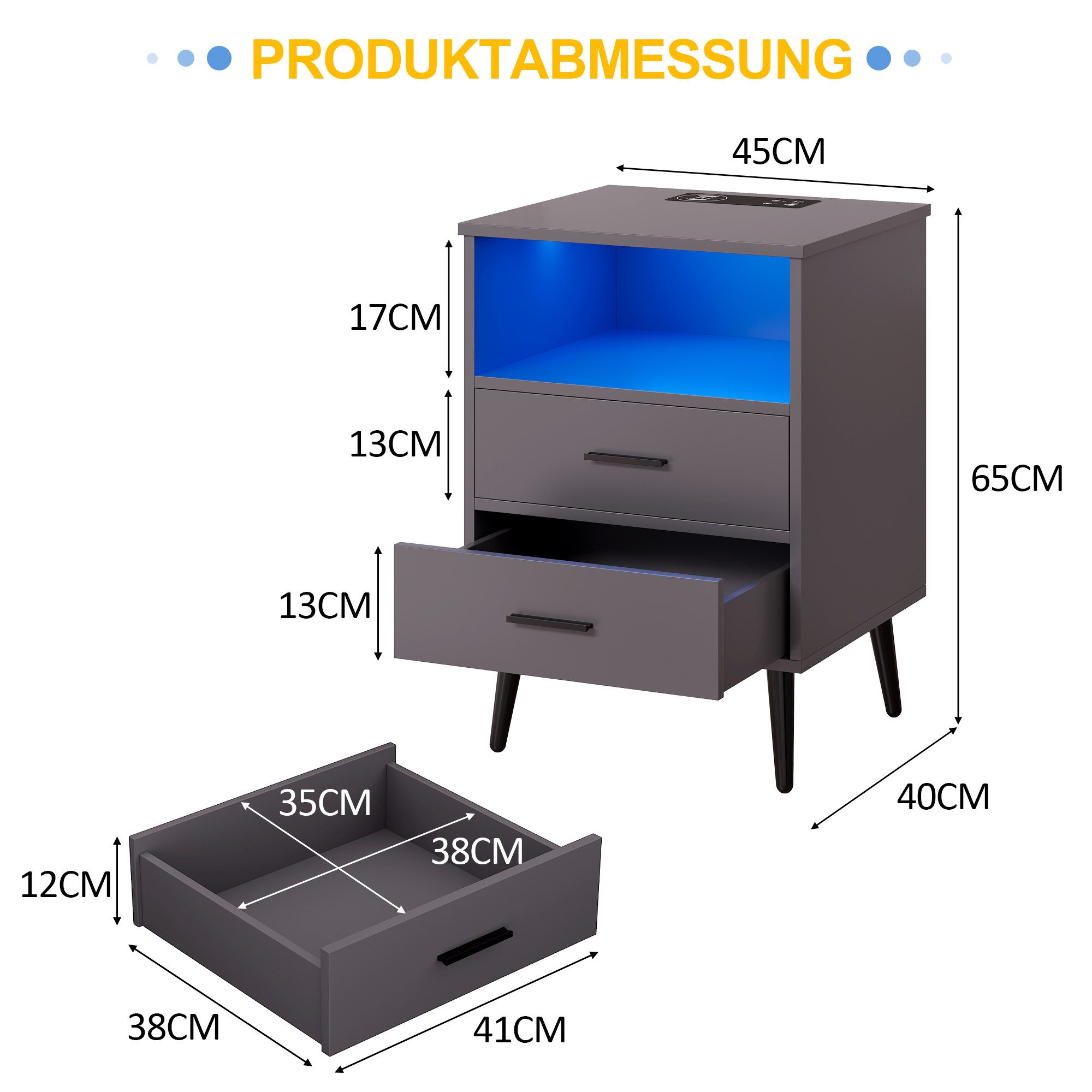 LVSOMT Nachttisch mit Beleuchtung LED und günstig online kaufen