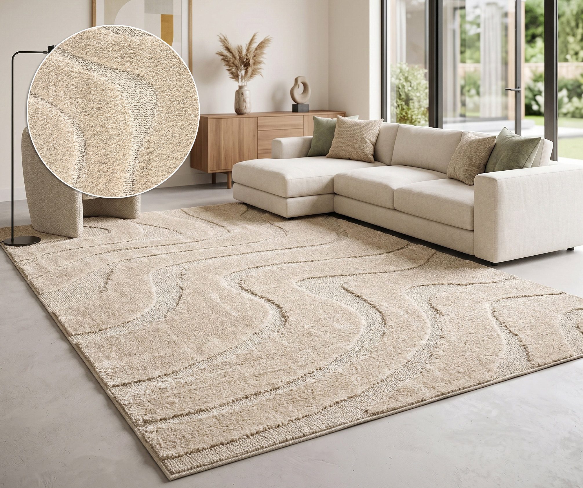 OTTO home Teppich Flowa, Wellenmuster, Hoch-Tief, rechteckig, Höhe: 20 mm, Modernes Design, 3D Optik, Designteppich, Wohnzimmer