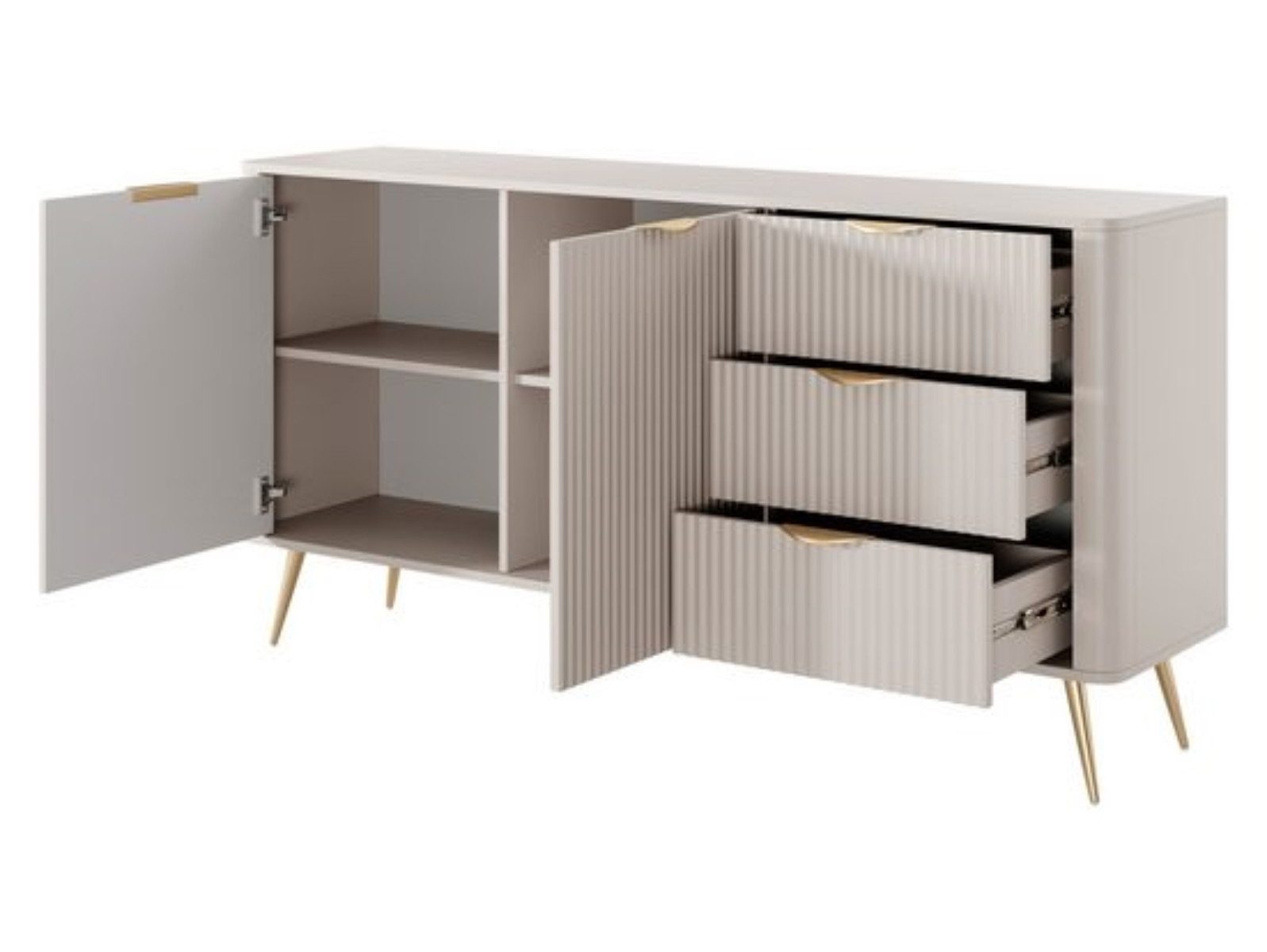Compleo Kommode mit drei Schubladen und zwei Drehtüren BELLO, Elegant Kommode – Bild 4 von 5
