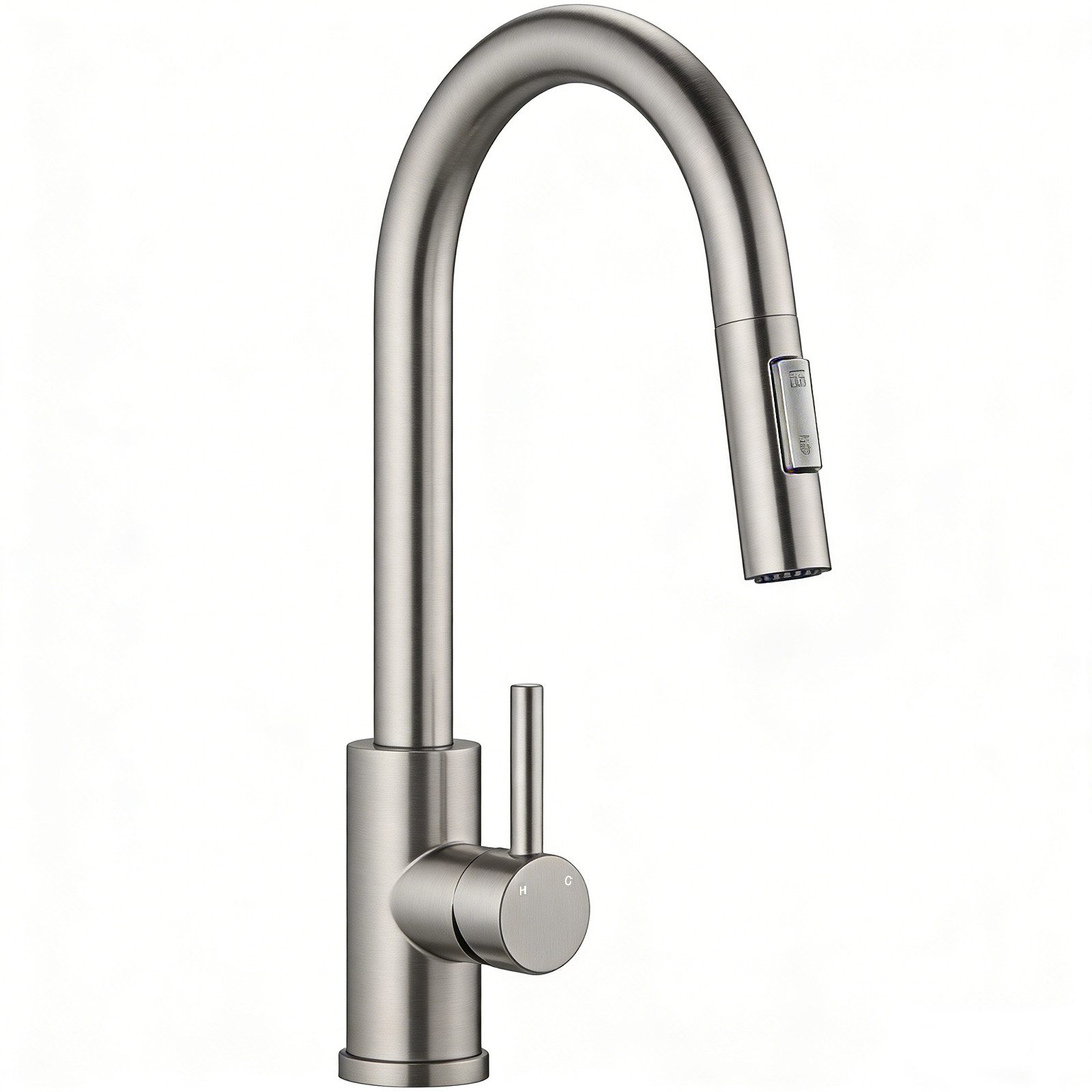 AICA Küchenarmatur Wasserhahn Küche aus Edelstahl, ausziehbar 360° drehbar, Hochdruck