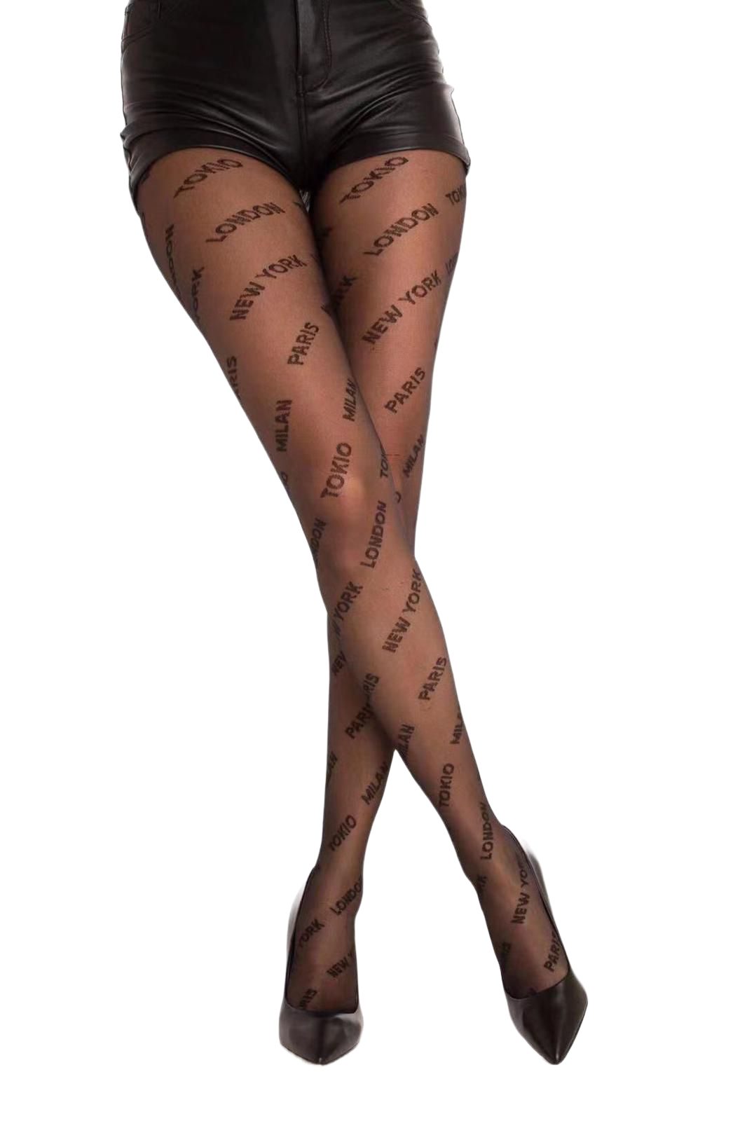 cofi1453 Feinstrumpfhose Damen Strumpfhose Schrift Strumpfhose günstig online kaufen