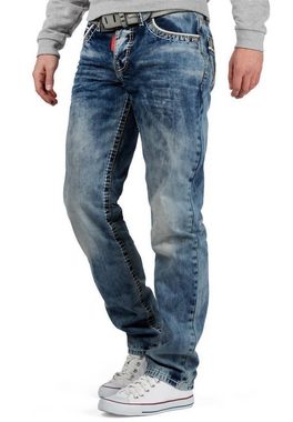 Cipo & Baxx Regular-fit-Jeans Hose BA-CD148 mit dicken Kontrastnähten im Casual Look