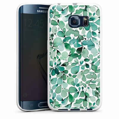 DeinDesign Handyhülle »Pastell Wasserfarbe Blätter Watercolor Pattern Leaffy Leaves«, Samsung Galaxy S6 Edge Silikon Hülle Bumper Case Handy Schutzhülle