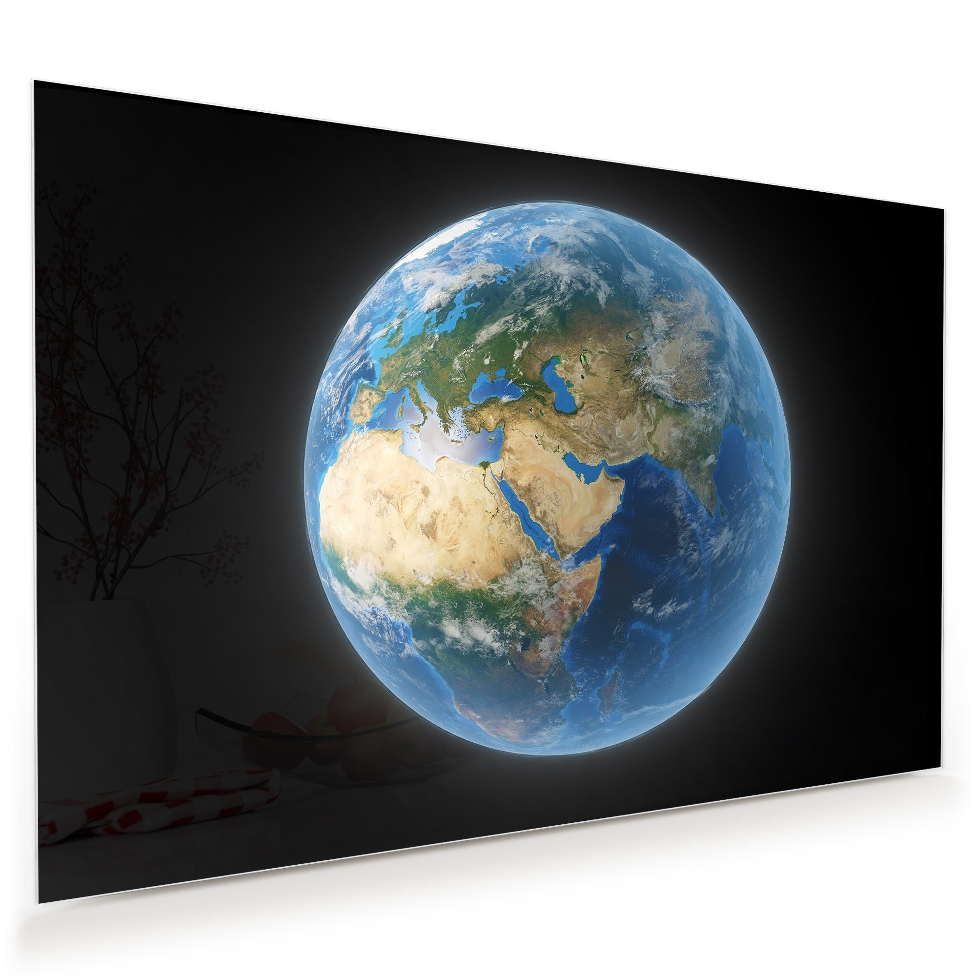 Primedeco Glasbild Wandbild Die Erde mit Aufhängung, Weltall