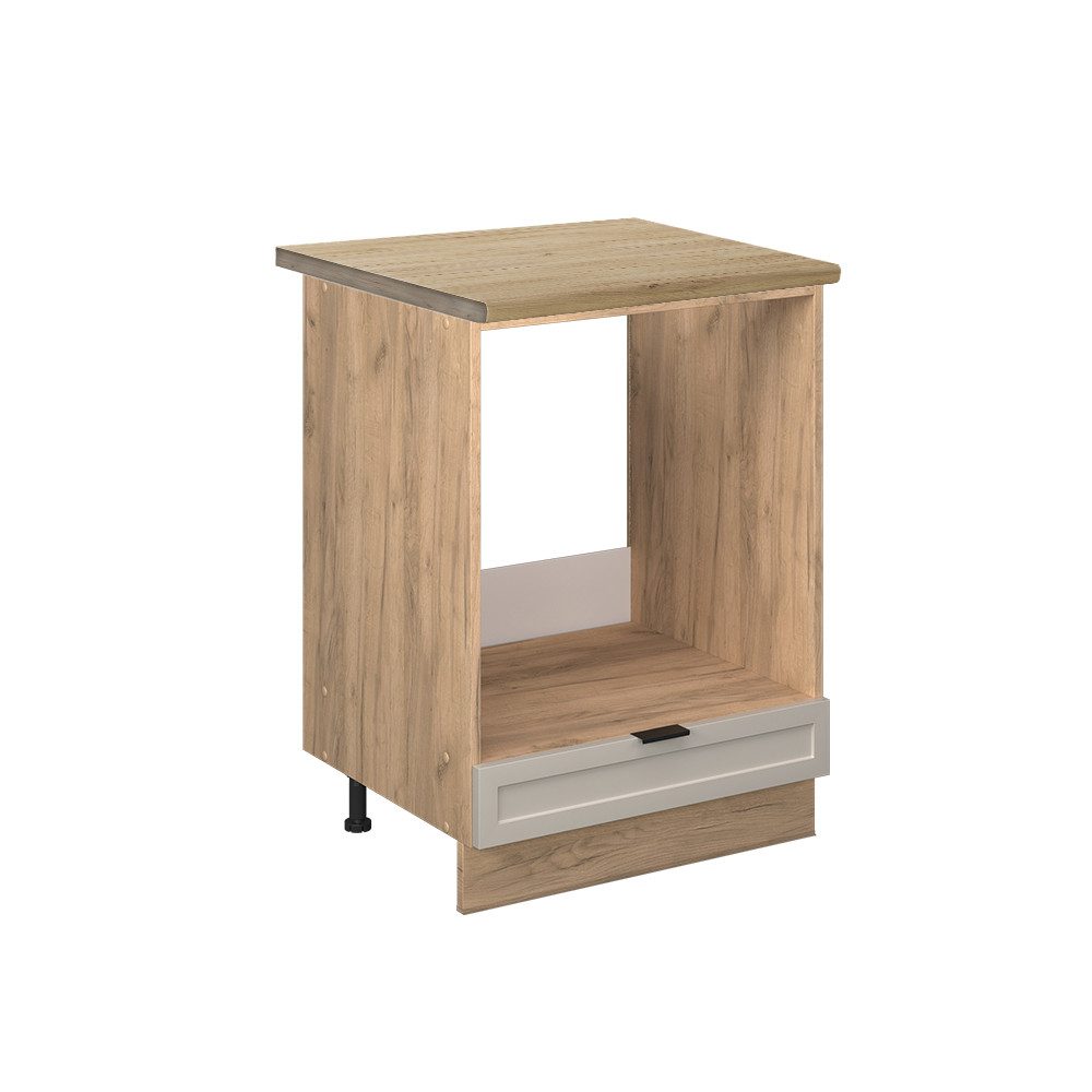 Vicco Herdumbauschrank Fame-Line, GrauBeige/Goldkraft Eiche, 60 cm, AP Eiche (1-St)