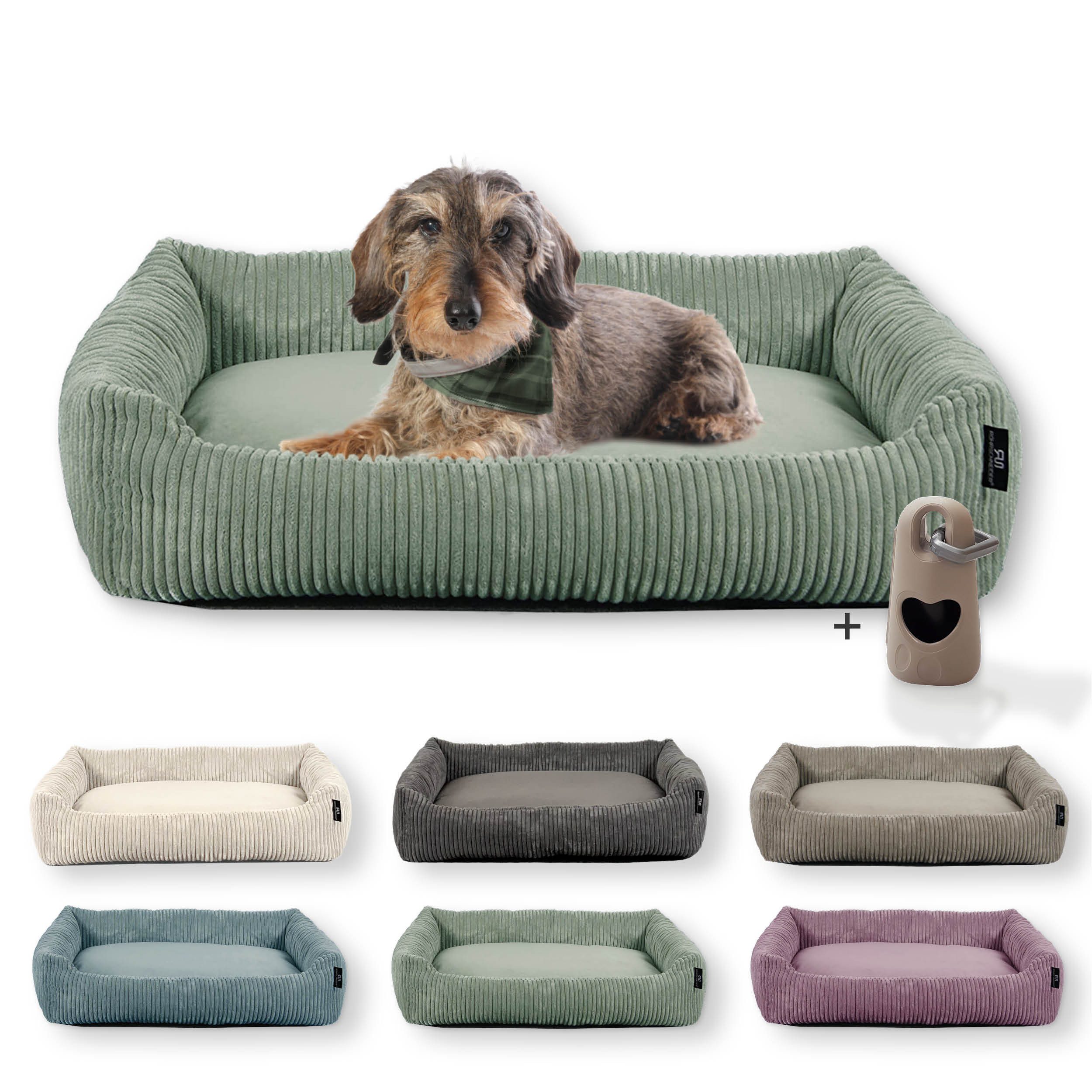 Rohrschneider Tierbett Hundebett Hundekorb Cordstoff, inkl. Gassibeutel