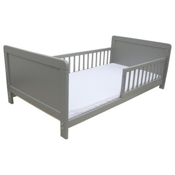 Micoland Kinderbett Kinderbett Juniorbett Beistellbett 140x70 cm 3in1 mit Matratze grau (Bett mit Lattenrost, hohe und niedrige Gitter und Matratze)