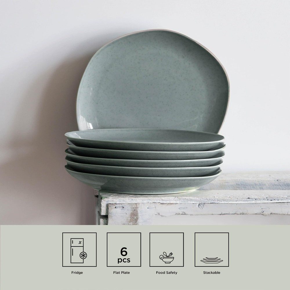 Kütahya Porselen Teller-Set Kütahya Porselen 6er Kuchenteller Set 22 cm Porzellan Blau Modern