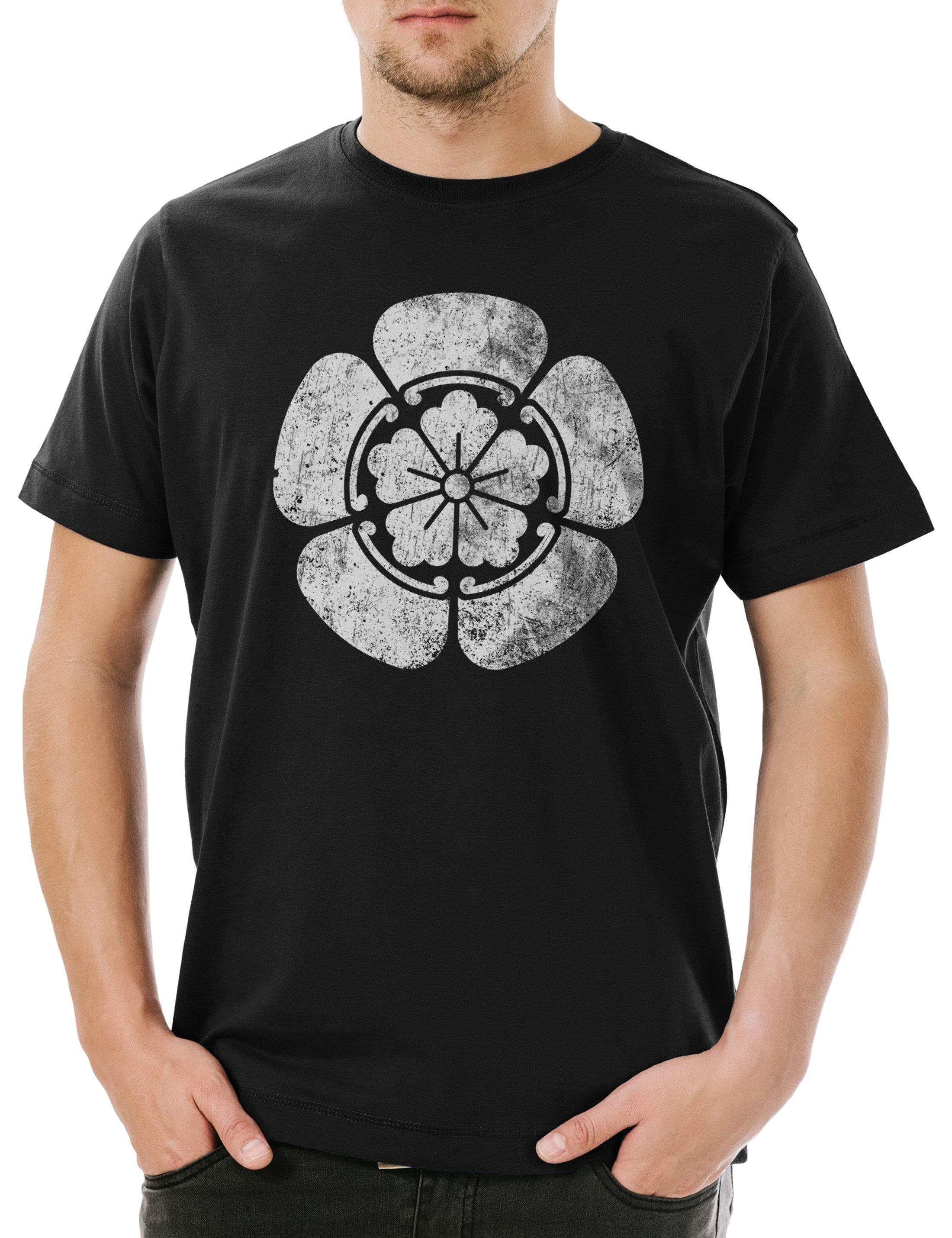 Print-Shirt Oda Clan Mon Logo Herren T-Shirt Shogun Samurai Ninja Shogunat Japan