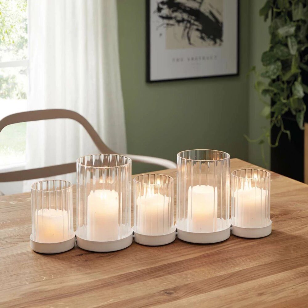 Home-trends24.de Kerzenhalter weiß Metallhalter Retro Board Kerzenboard Kerze Glas