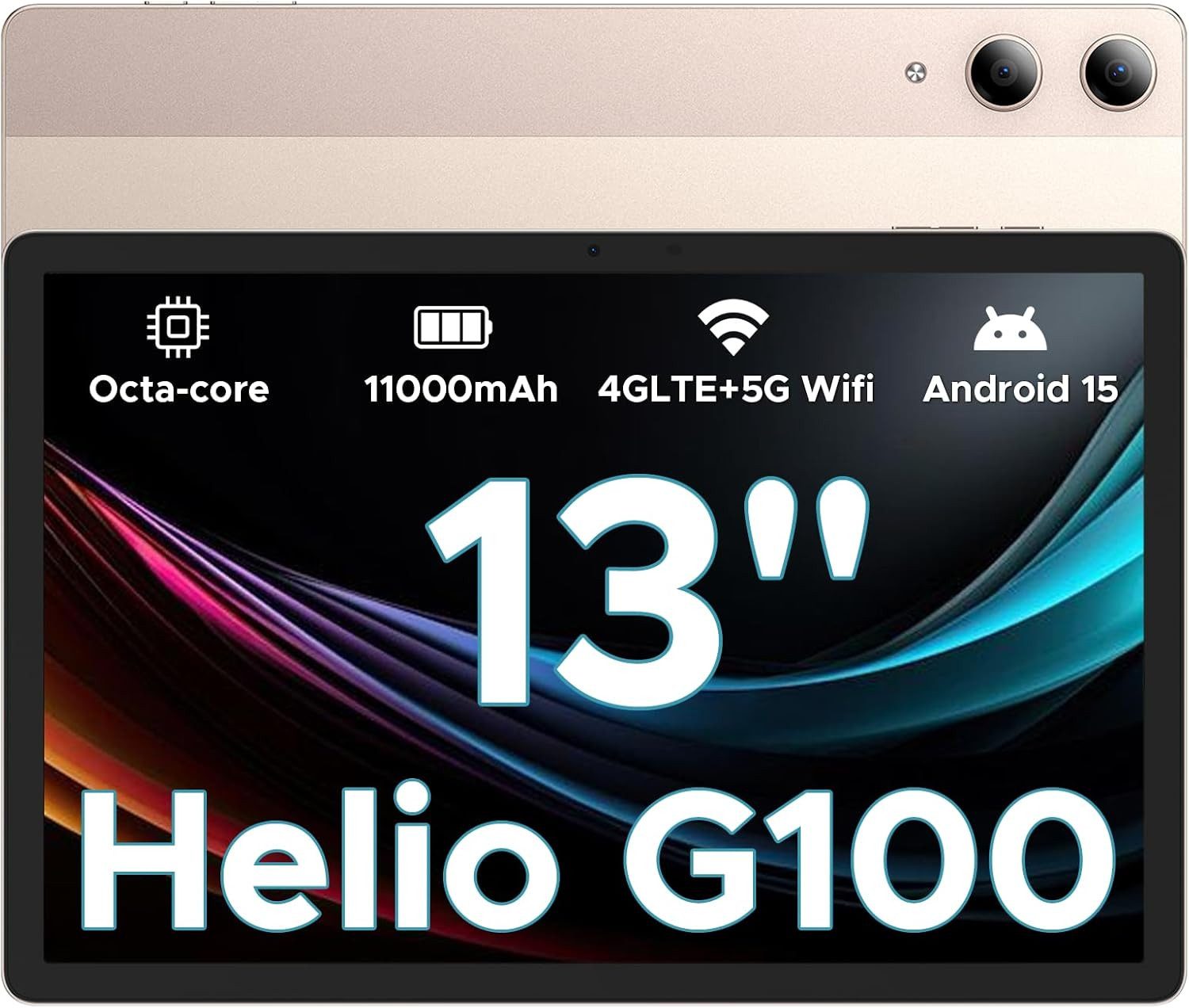 DOOGEE 8 GB RAM 11000mAh Akku Helio G100 Octa-Core FHD, Face ID, Fast Gaming Tablet (13", 256 GB, Android 15, 4G LTE, Modernes Design trifft Leistung für Arbeit, Freizeit und Entertainment)