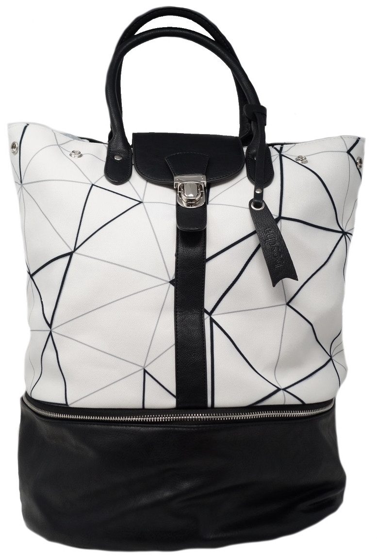 Boscha Handtasche BO-1189-EM, Travelbag mit abnehmbaren Boden, Zick Zack Muster