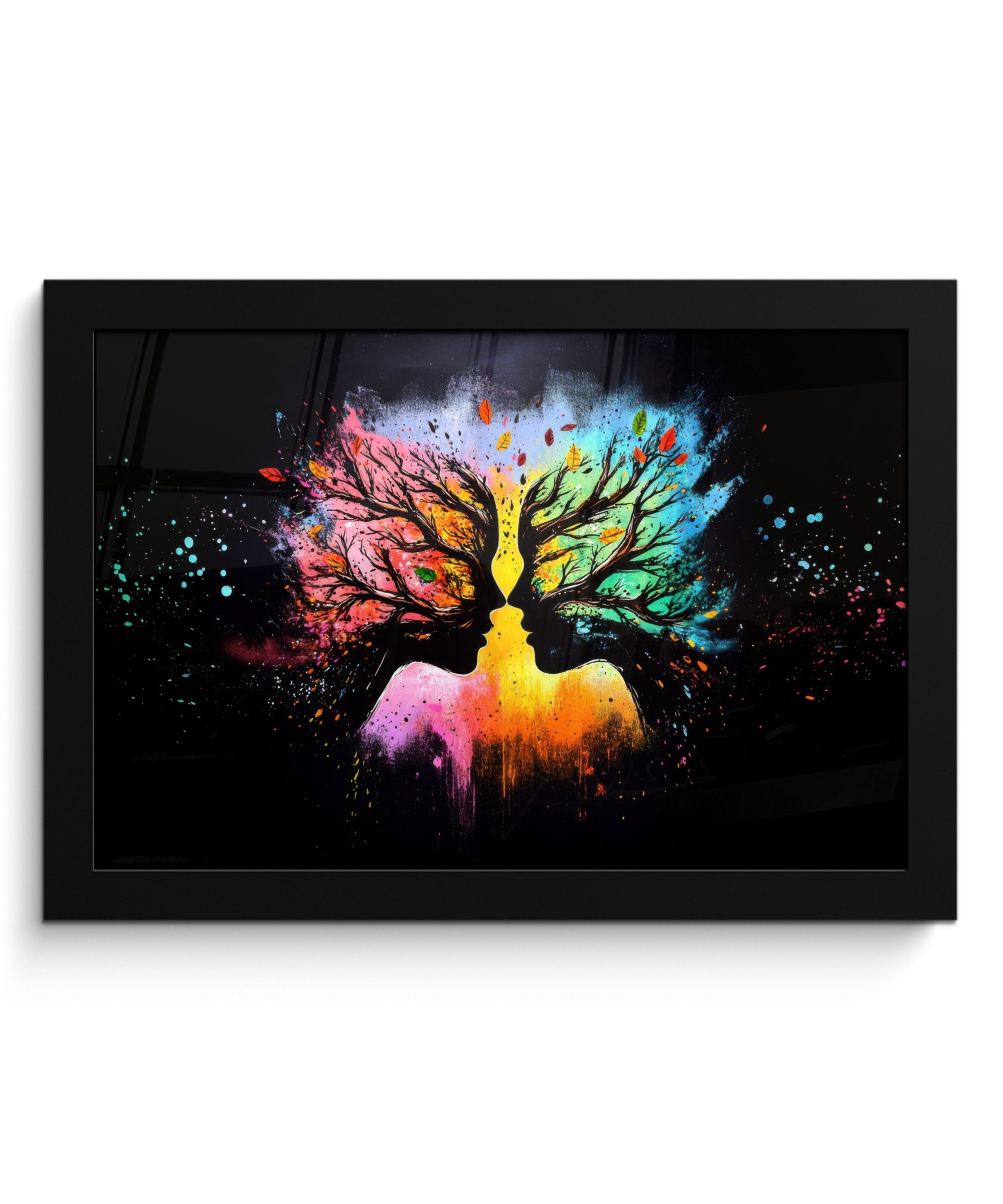 Poster Gesichter - Silhouetten - Bunt - Äste