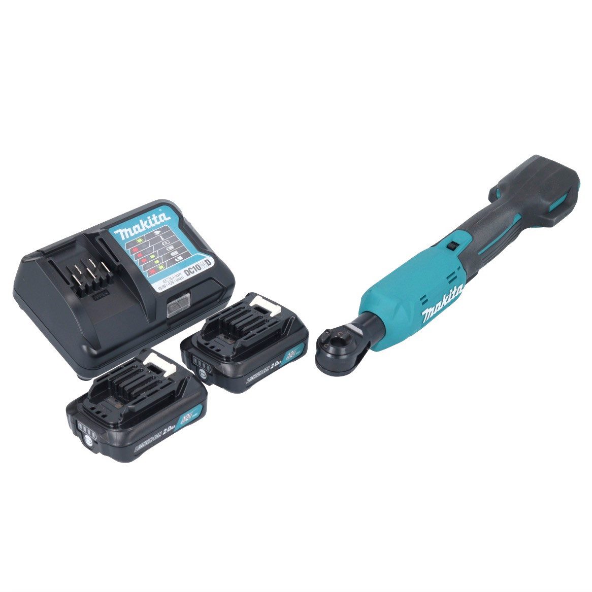 Makita Umschaltknarre WR 100 DWA Akku Ratschenschrauber 12 V 47,5 Nm 1/4" 3/8" + 2x Akku